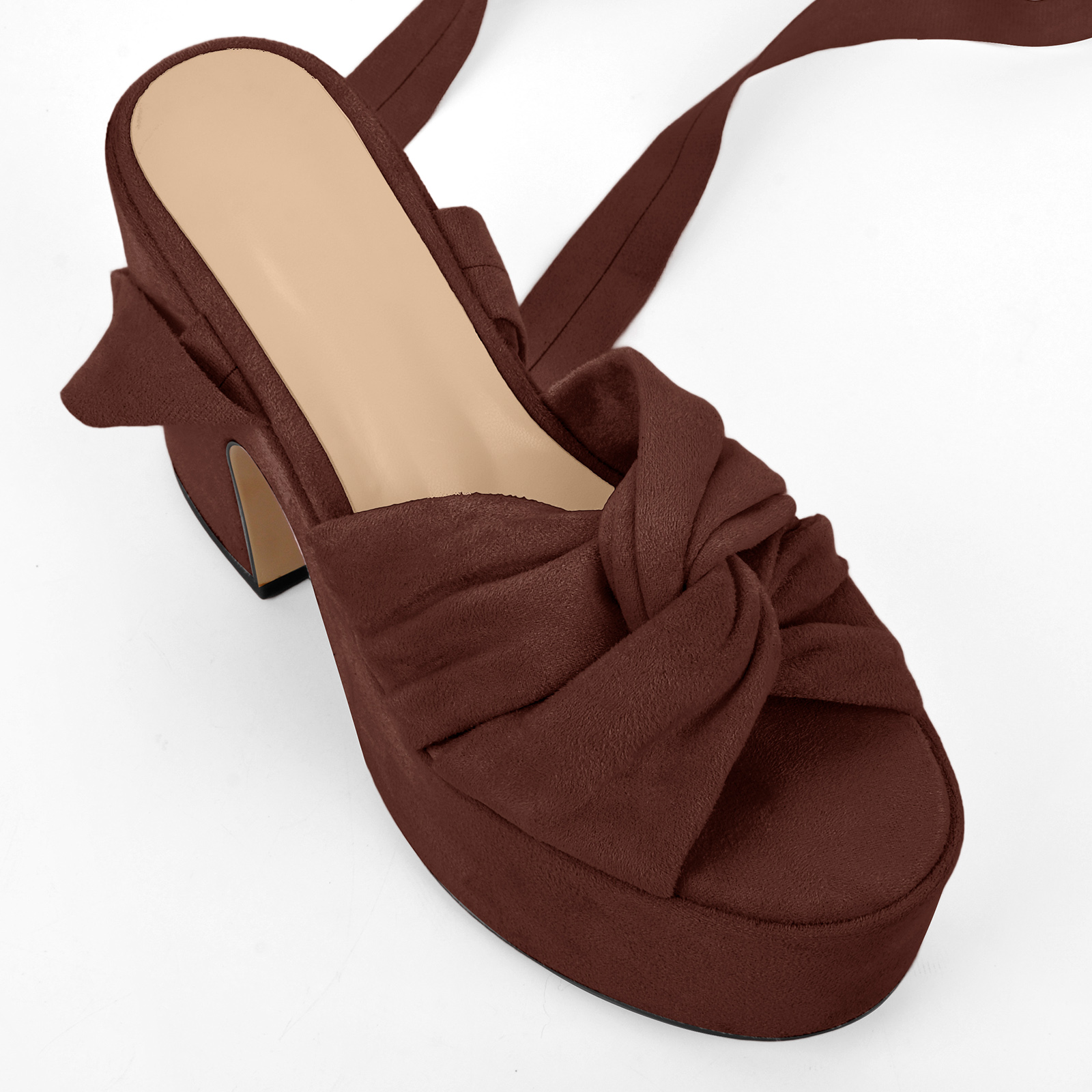 Suede Platform Strappy Lace-up Sandals