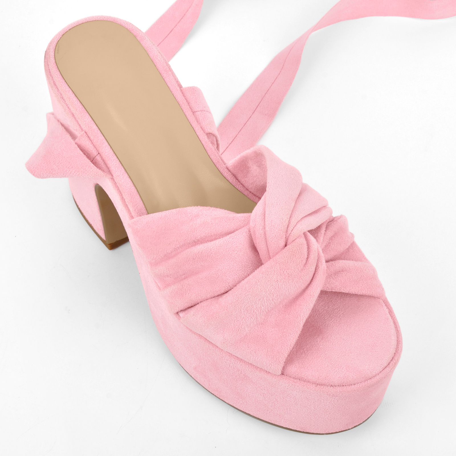 Suede Platform Strappy Lace-up Sandals