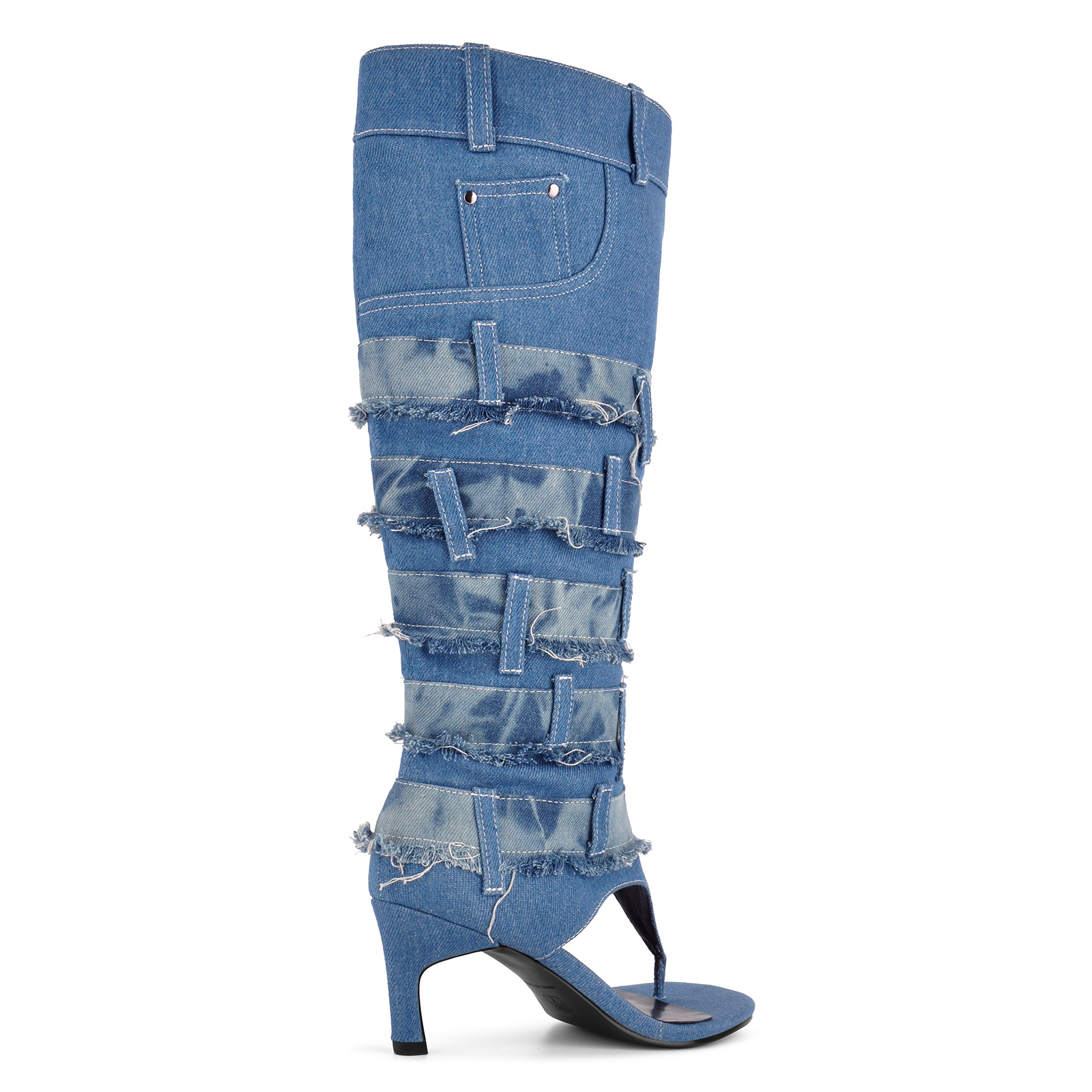 Denim Flip-Flop Knee High Boots Sandals