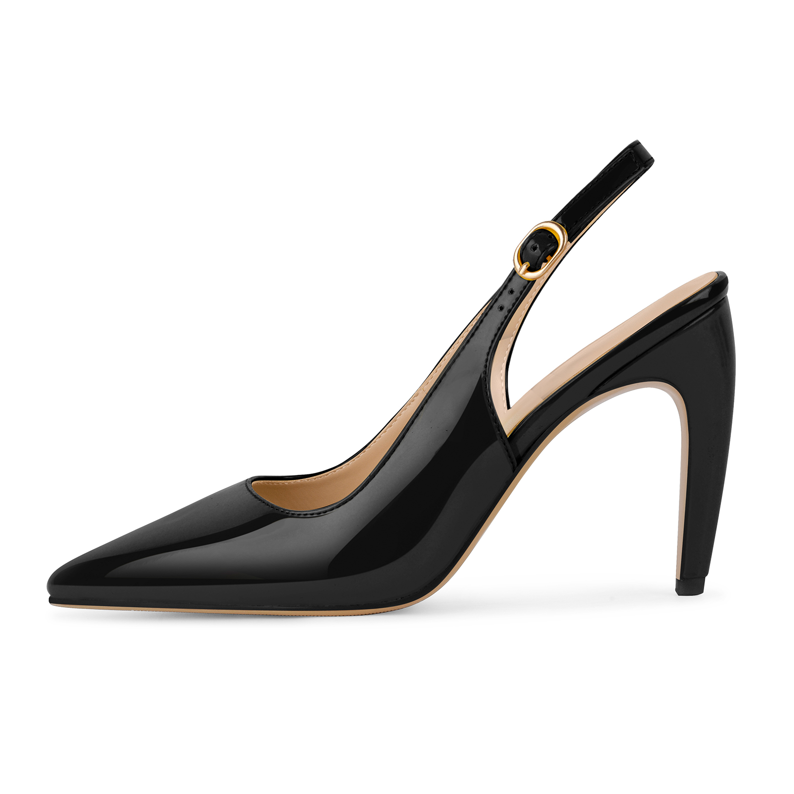 Pointed Toe Slingback Patent Leather Pumps
