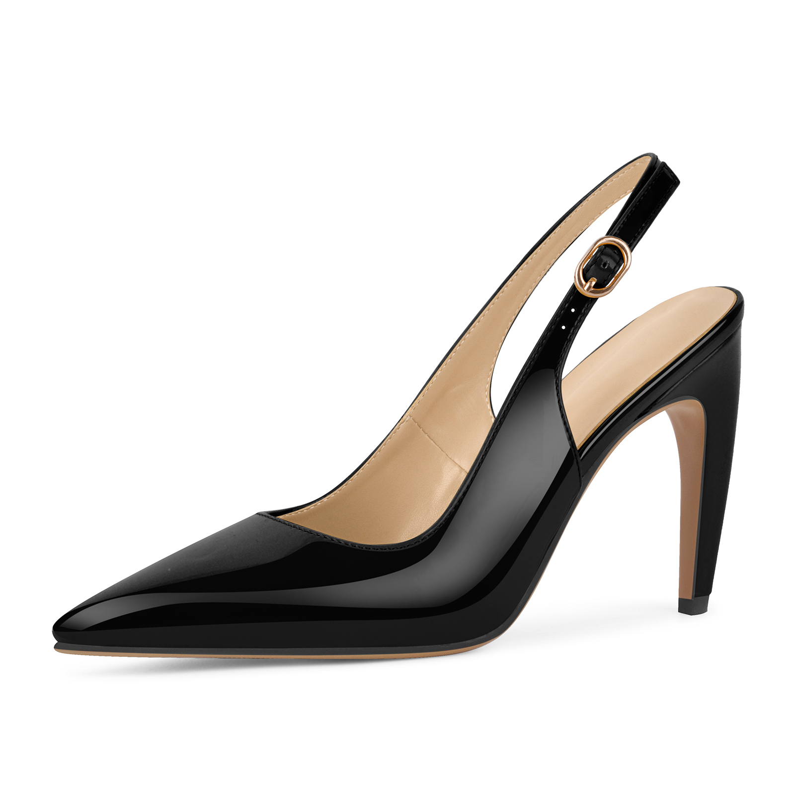 Pointed Toe Slingback Patent Leather Pumps