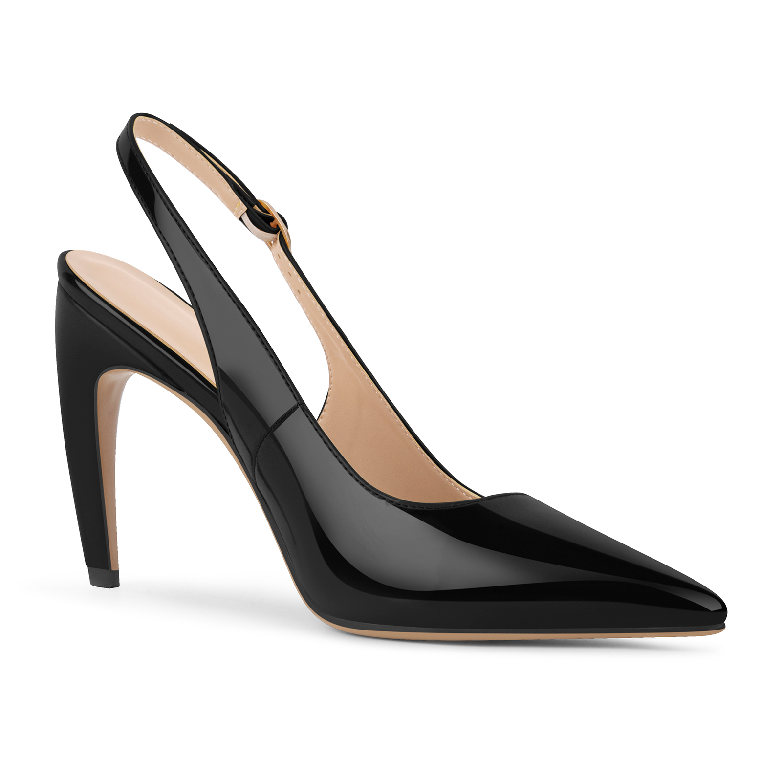 Pointed Toe Slingback Patent Leather Pumps