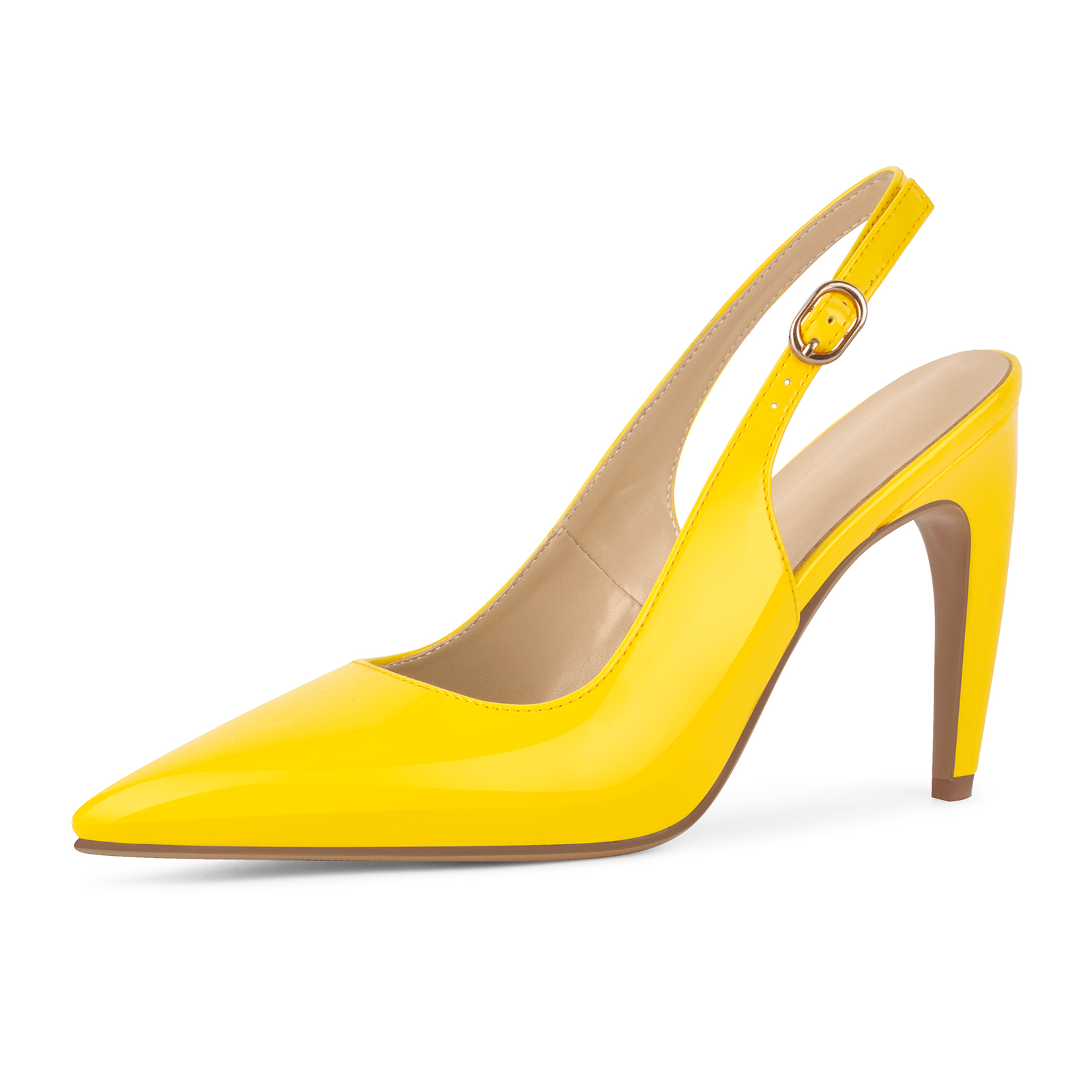 Pointed Toe Slingback Patent Leather Pumps