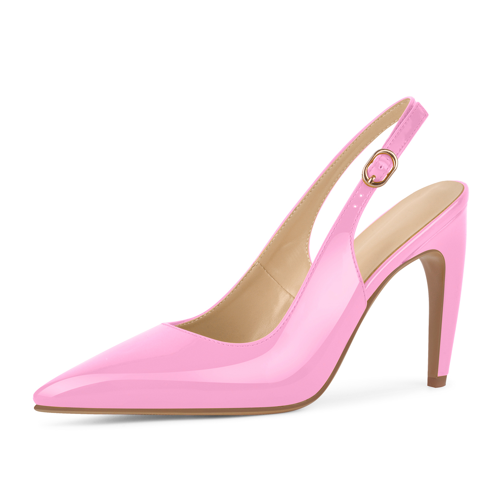 Pointed Toe Slingback Patent Leather Pumps