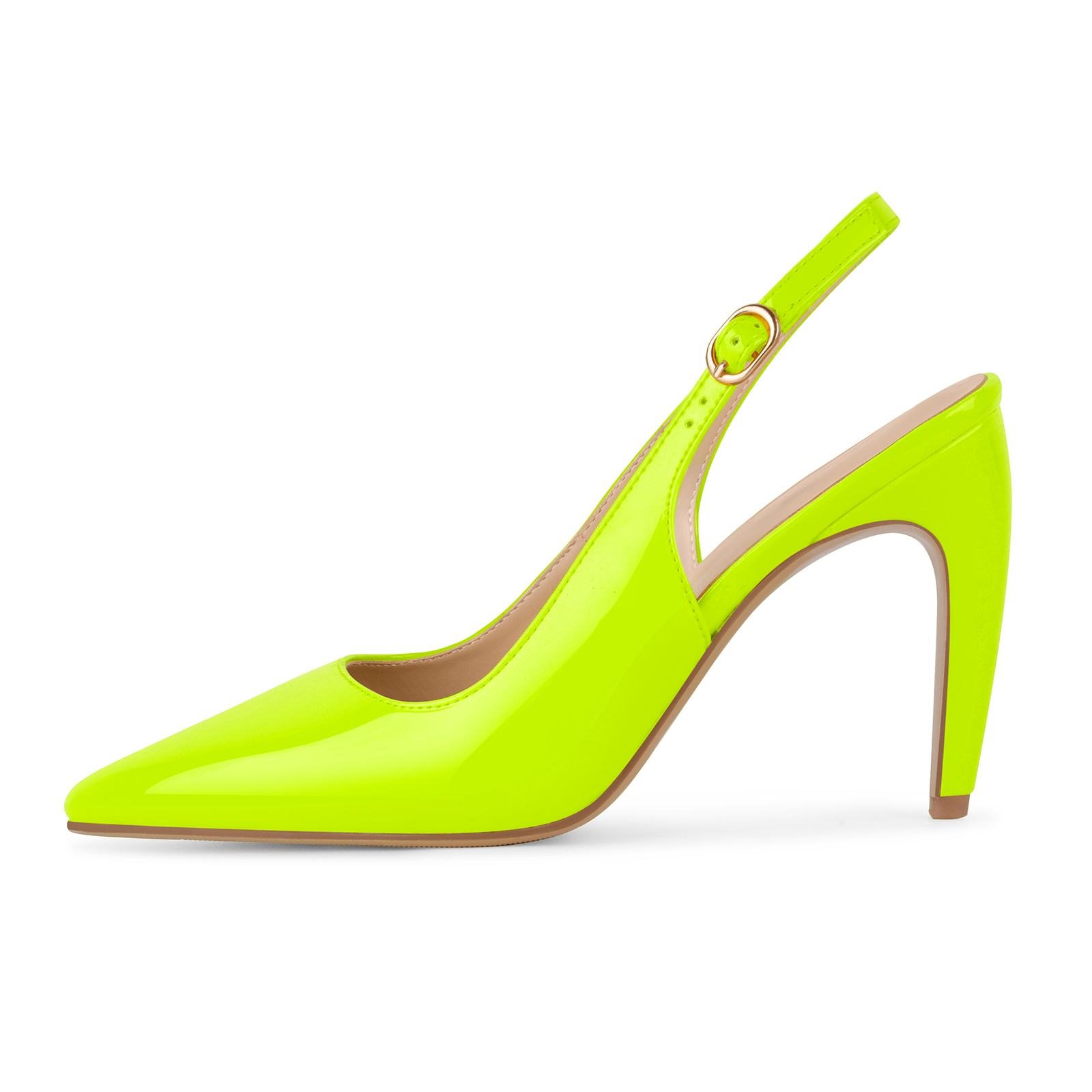 Pointed Toe Slingback Patent Leather Pumps