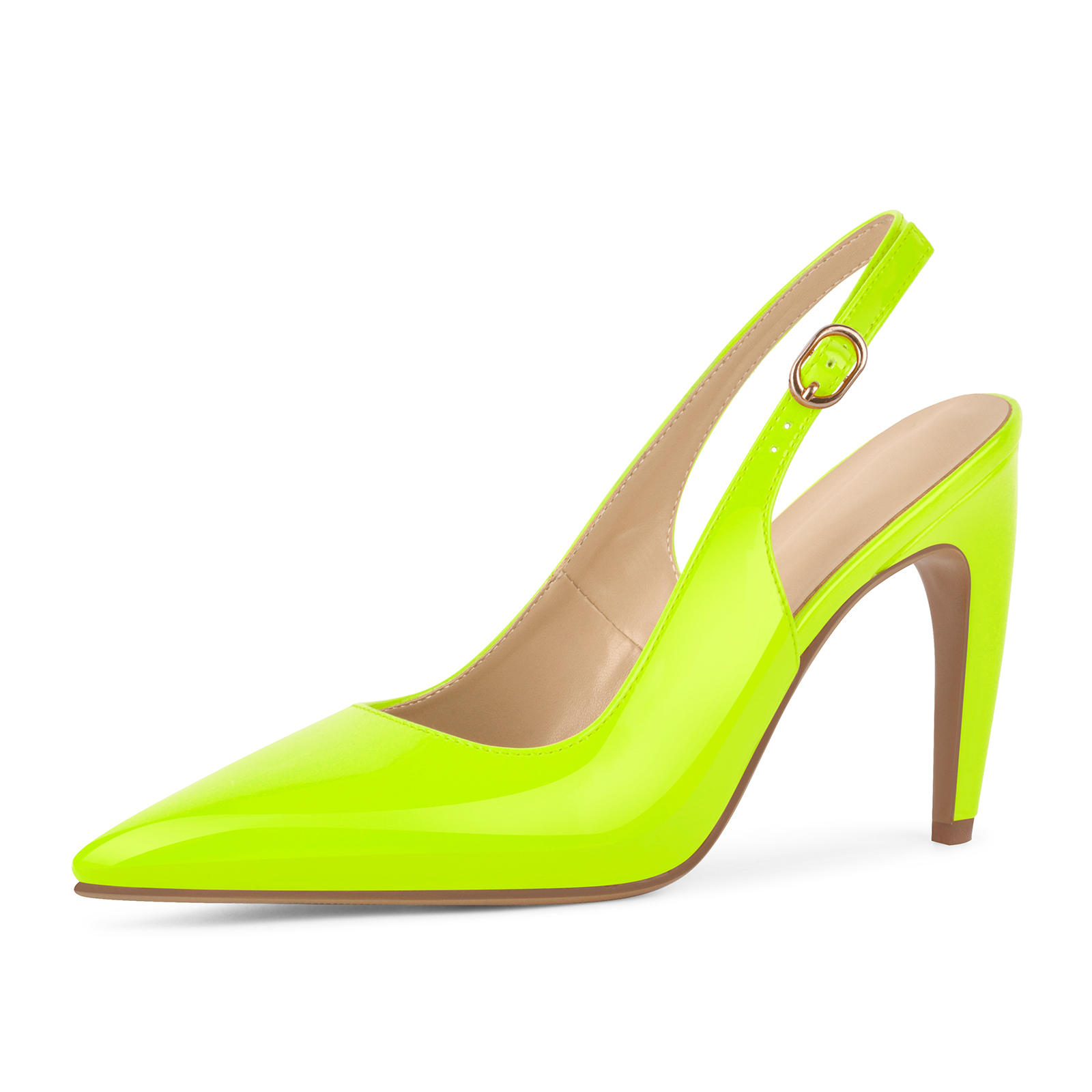 Pointed Toe Slingback Patent Leather Pumps