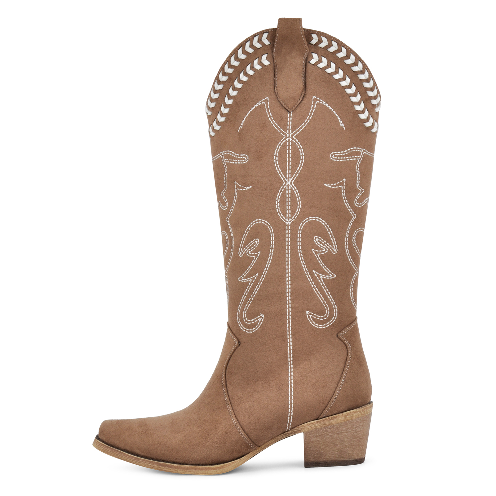 Suede Embroidery Knee High Western Boots