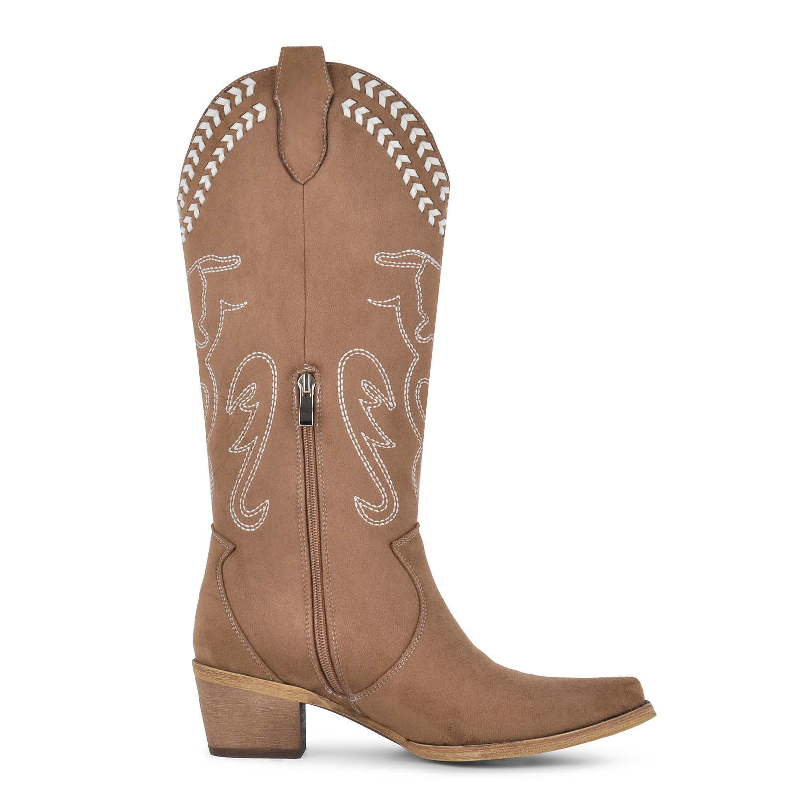 Suede Embroidery Knee High Western Boots