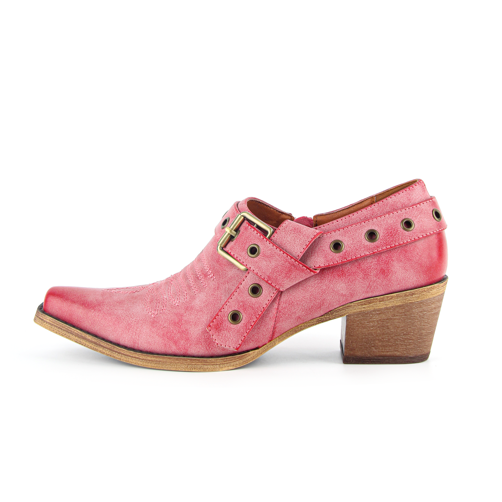 Pointed Toe Buckle Strap Cowboy Ankle Boots