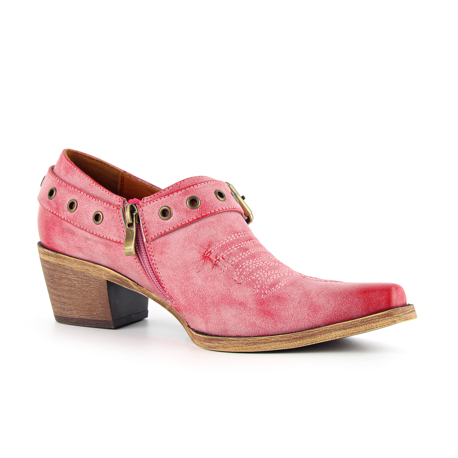 Pointed Toe Buckle Strap Cowboy Ankle Boots