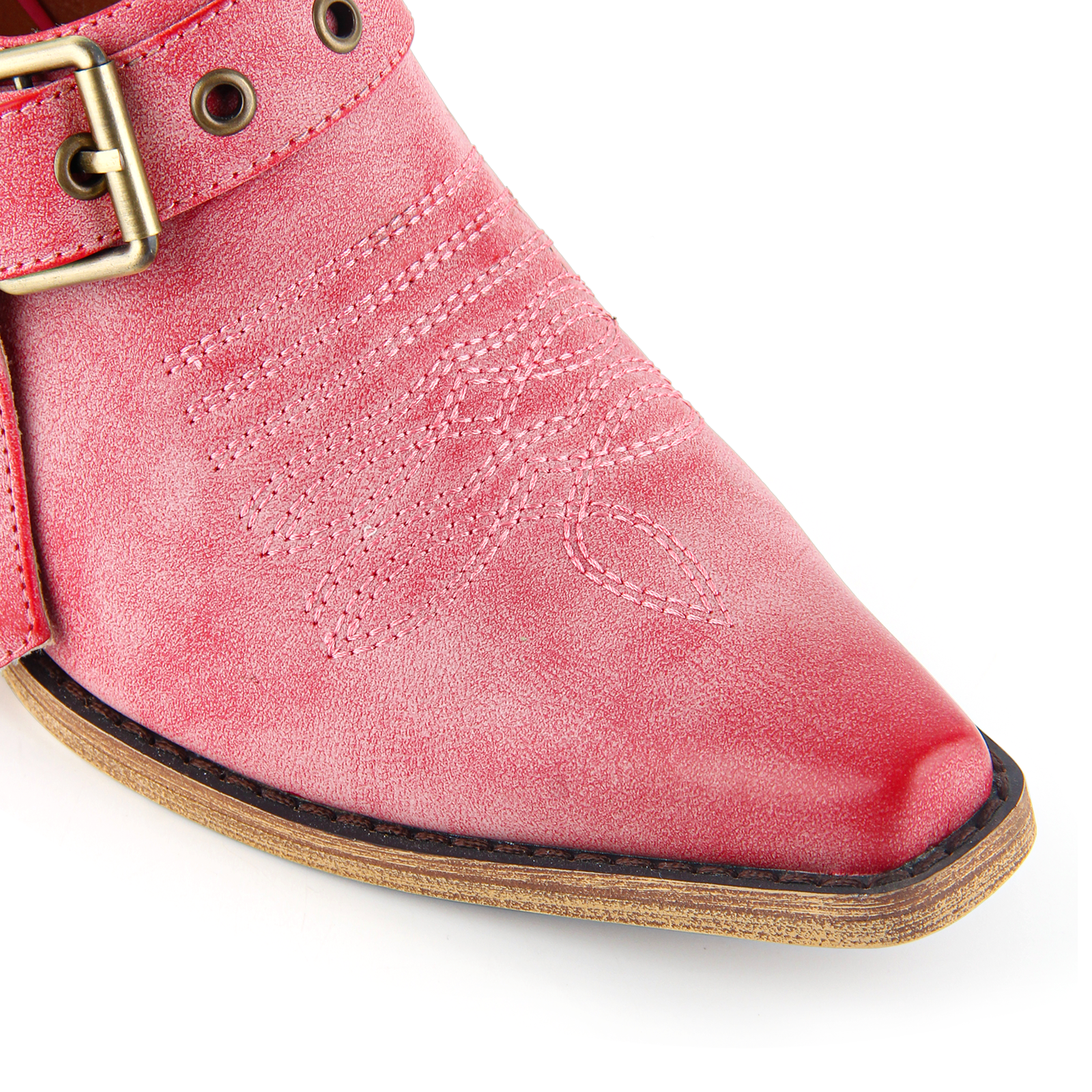 Pointed Toe Buckle Strap Cowboy Ankle Boots