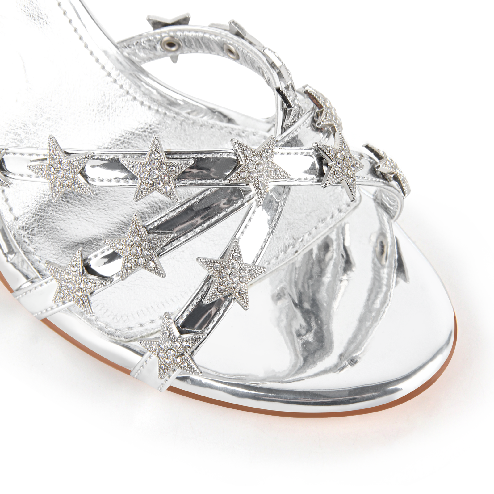 Star Rhinestone Cross Strap Stiletto Sandals