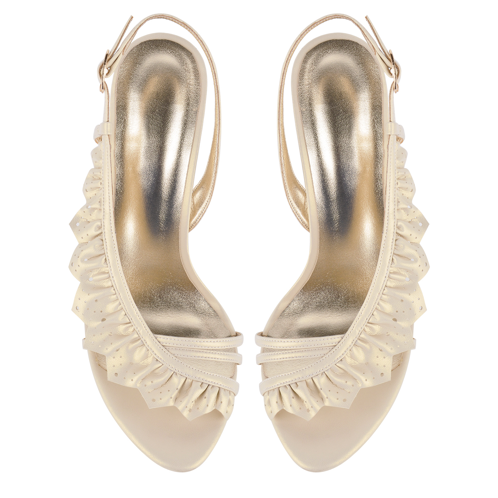 Low Platform Ruffle Slingback Sandals
