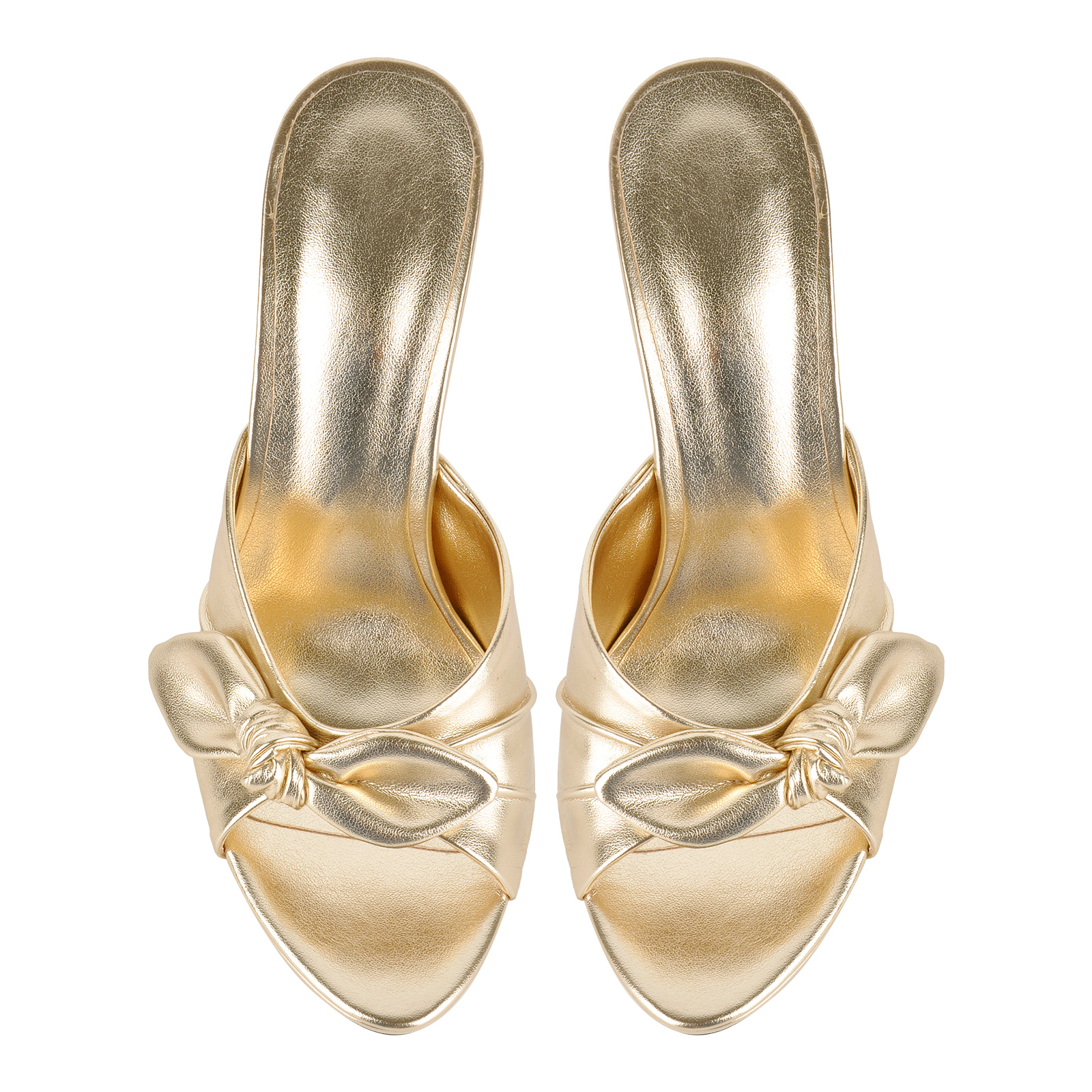 Gold Low Platform Knotted Mule Sandals
