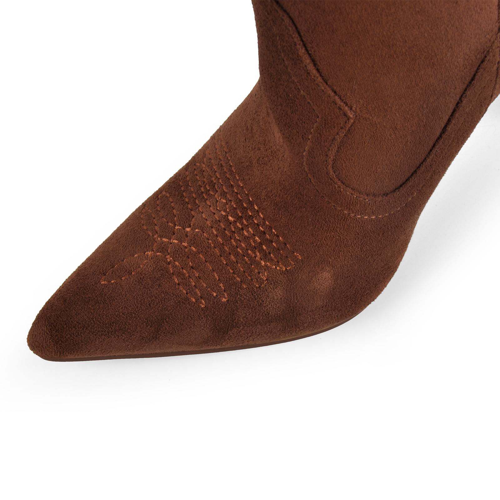 Suede Embroidery Western Stiletto Knee High Boots