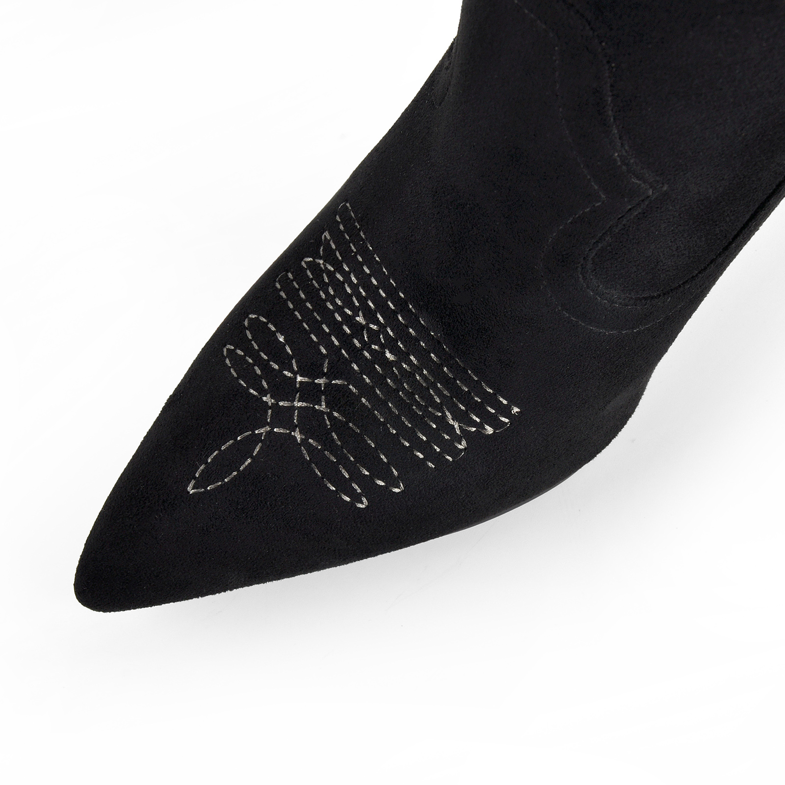 Suede Embroidery Stiletto Cowgirl Ankle Boots