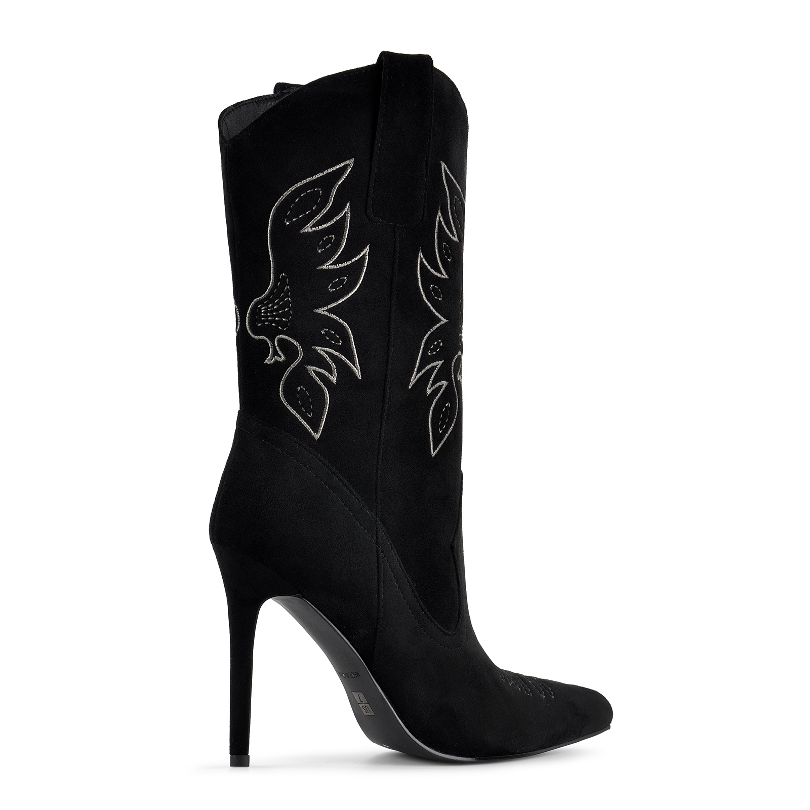 Suede Embroidery Stiletto Cowgirl Ankle Boots