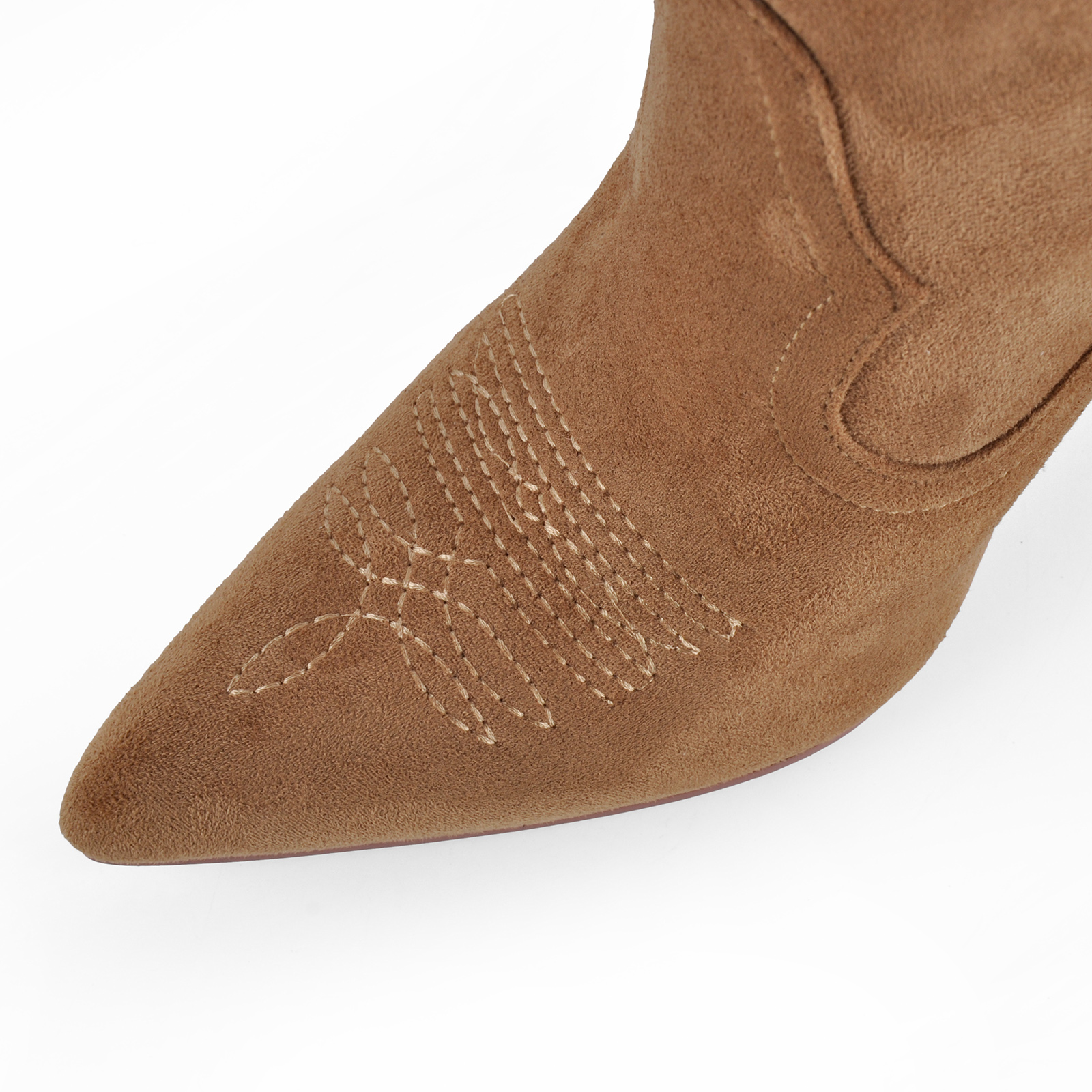 Suede Embroidery Stiletto Cowgirl Ankle Boots