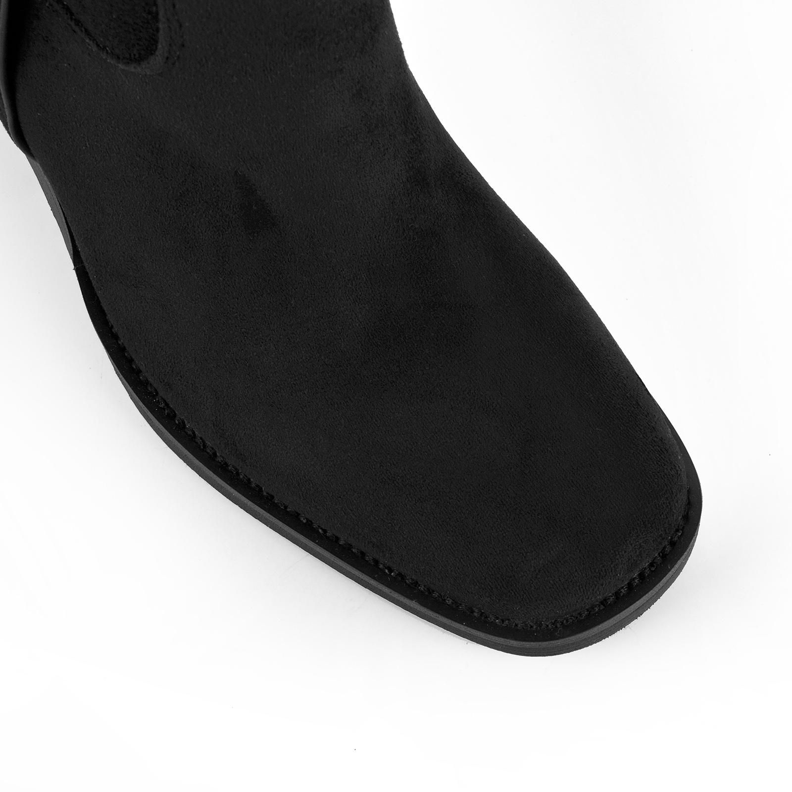 Square Toe Suede Buckle Strap Western Mid-Calf Boots