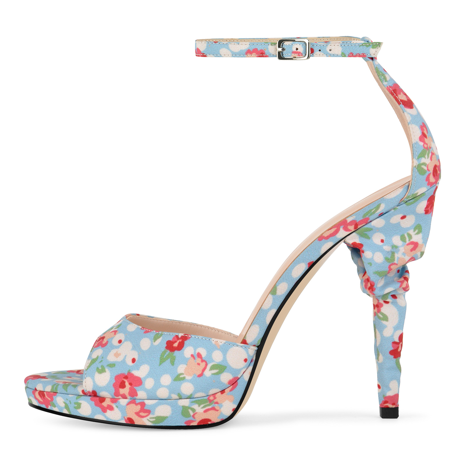 Platform Floral Print Ankle Strap Sandals