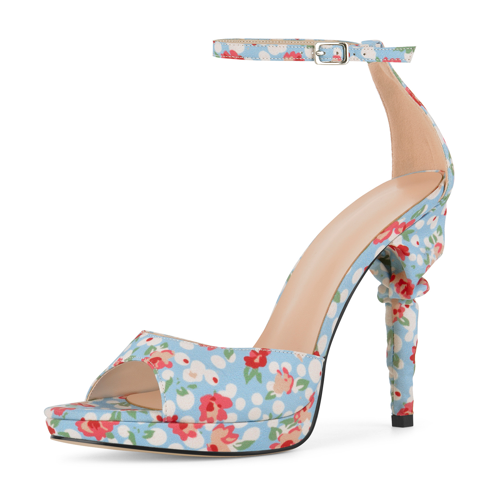Platform Floral Print Ankle Strap Sandals