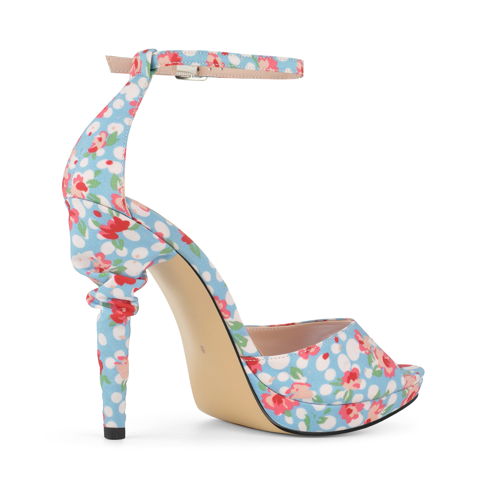 Platform Floral Print Ankle Strap Sandals