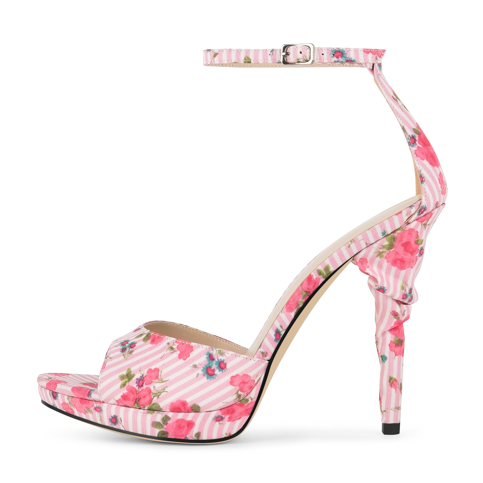 Platform Floral Print Ankle Strap Sandals