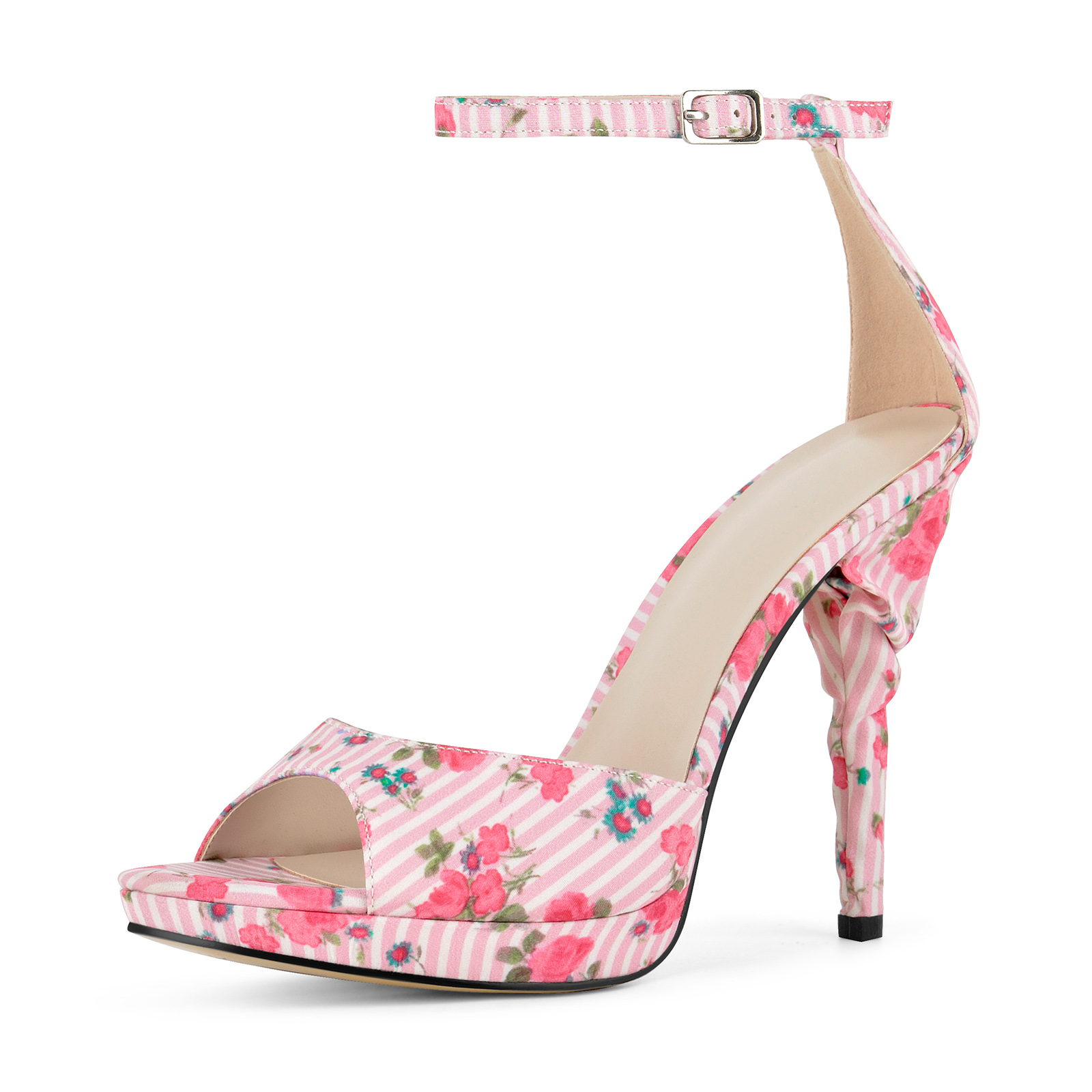 Platform Floral Print Ankle Strap Sandals