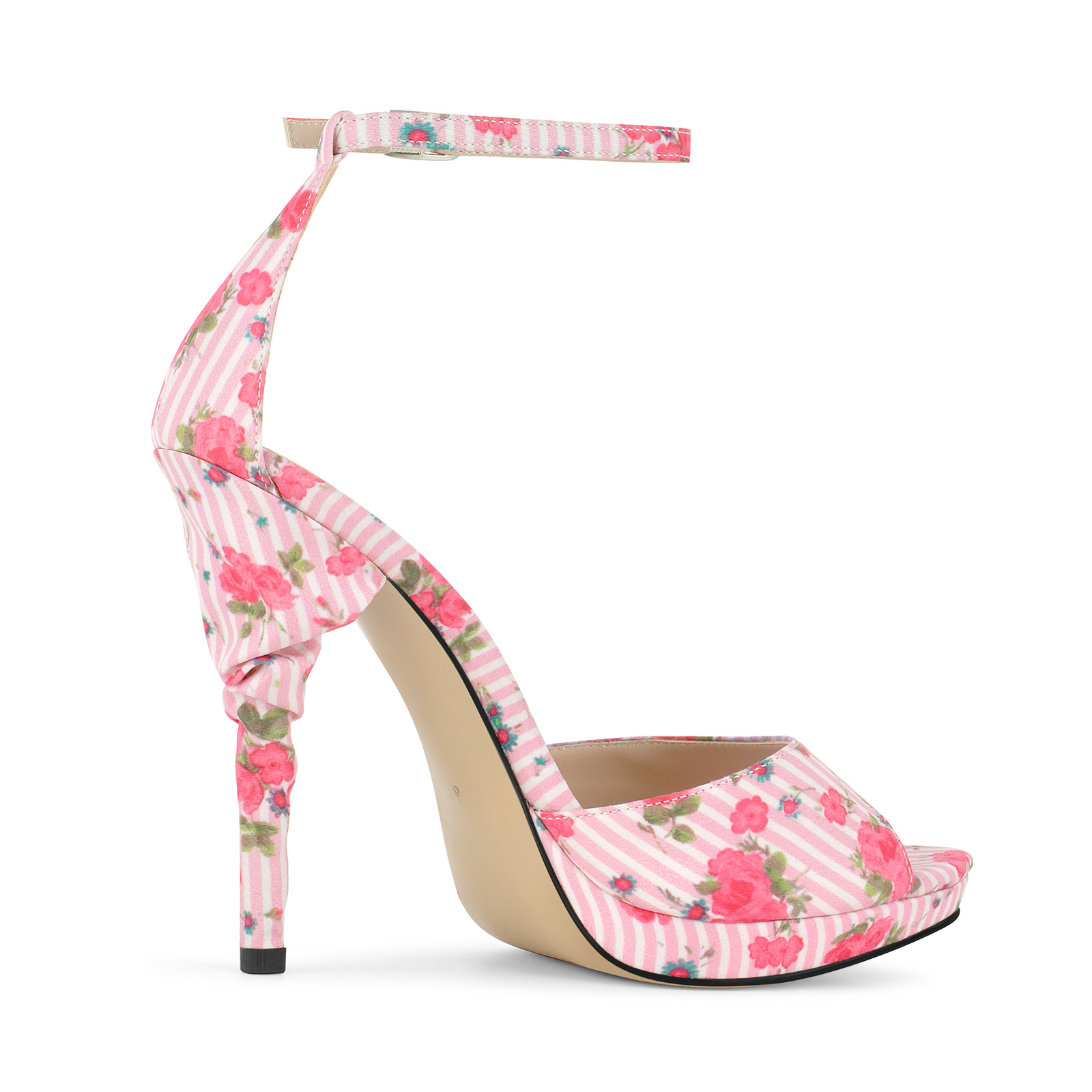 Platform Floral Print Ankle Strap Sandals