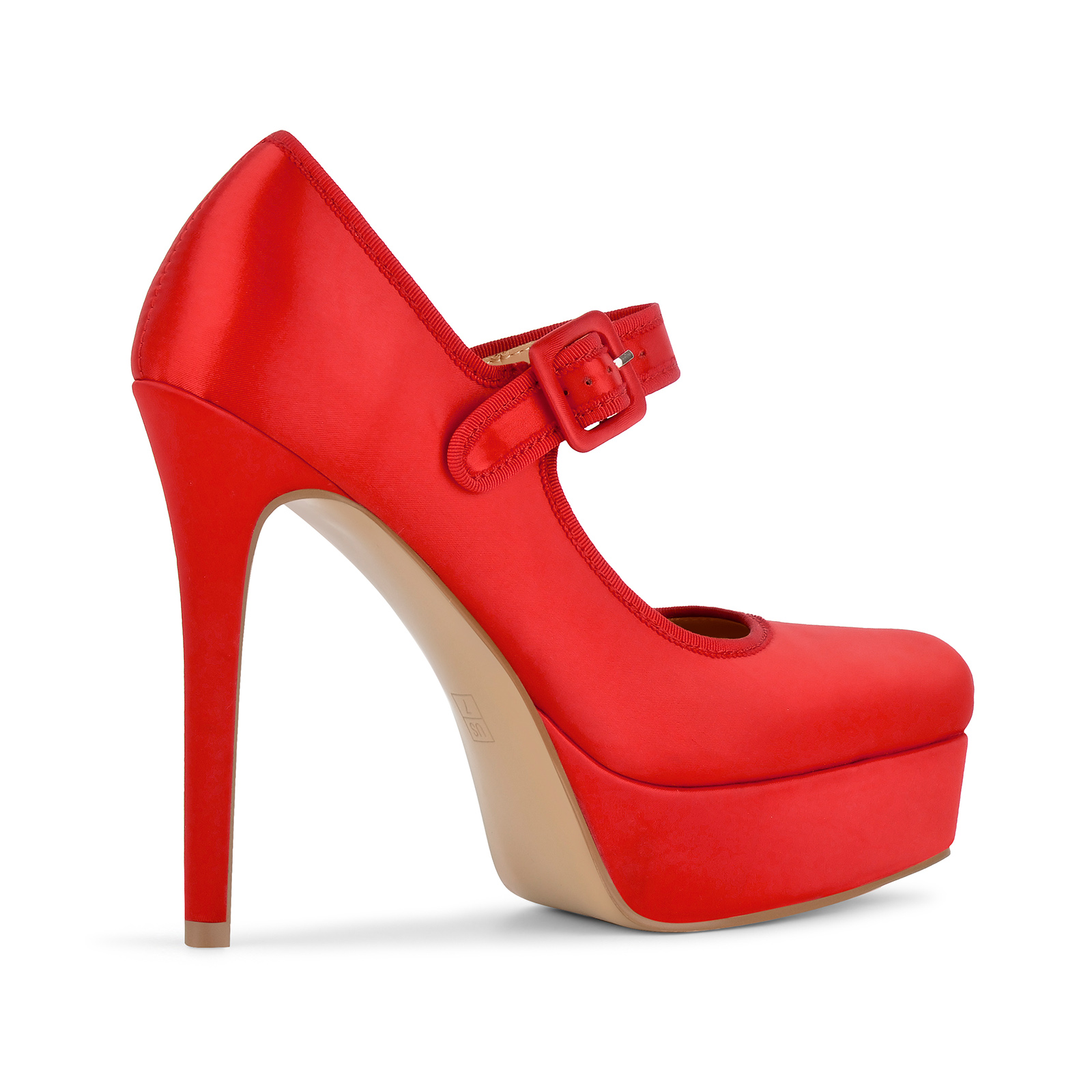 Square Toe Platform Mary Jane Satin Pumps