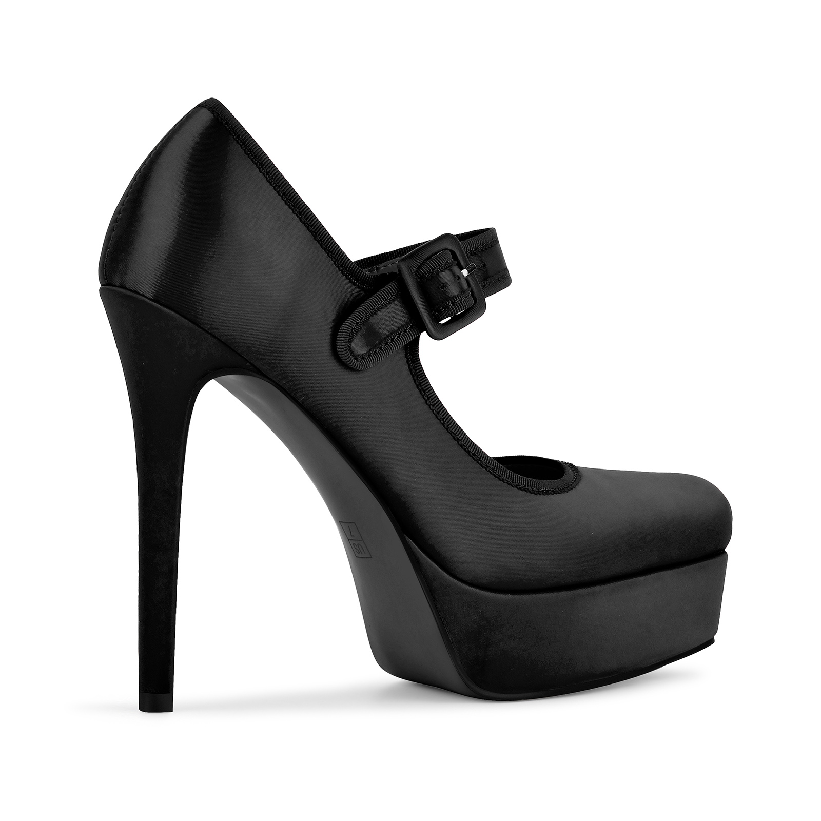 Square Toe Platform Mary Jane Satin Pumps