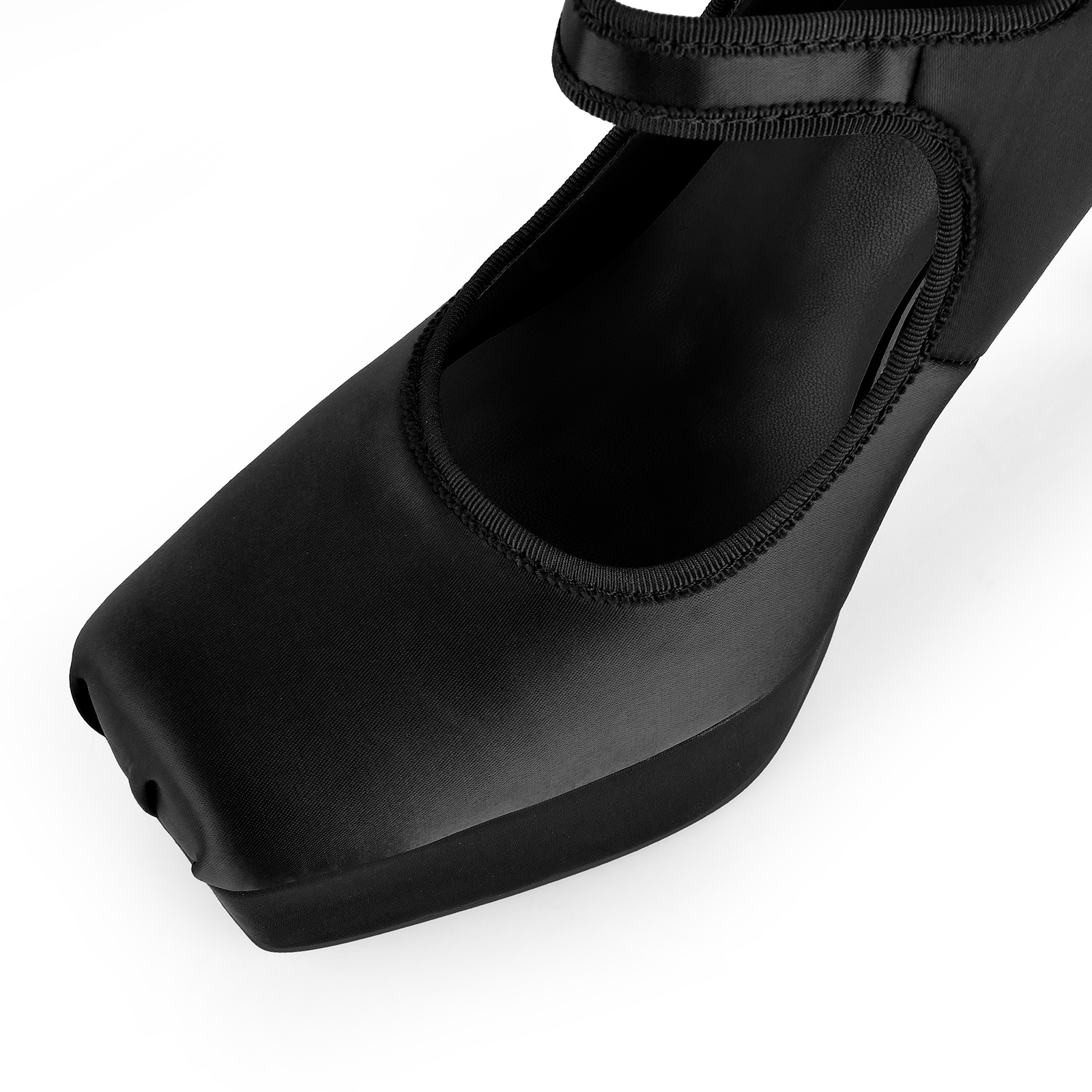 Square Toe Platform Mary Jane Satin Pumps