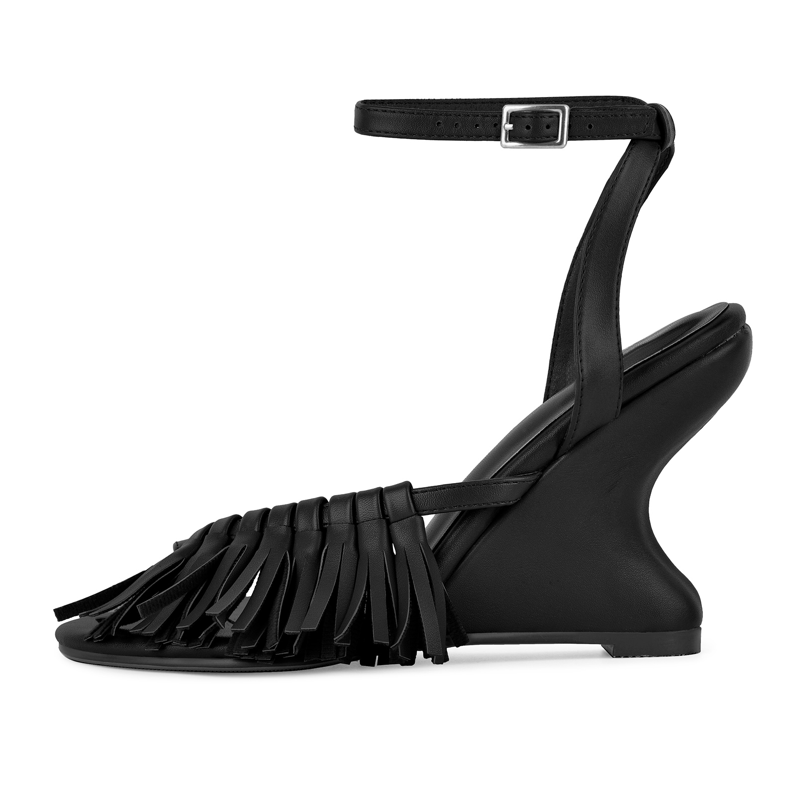 Fringe Flip-Flop Ankle Strap Wedge Heel Sandals