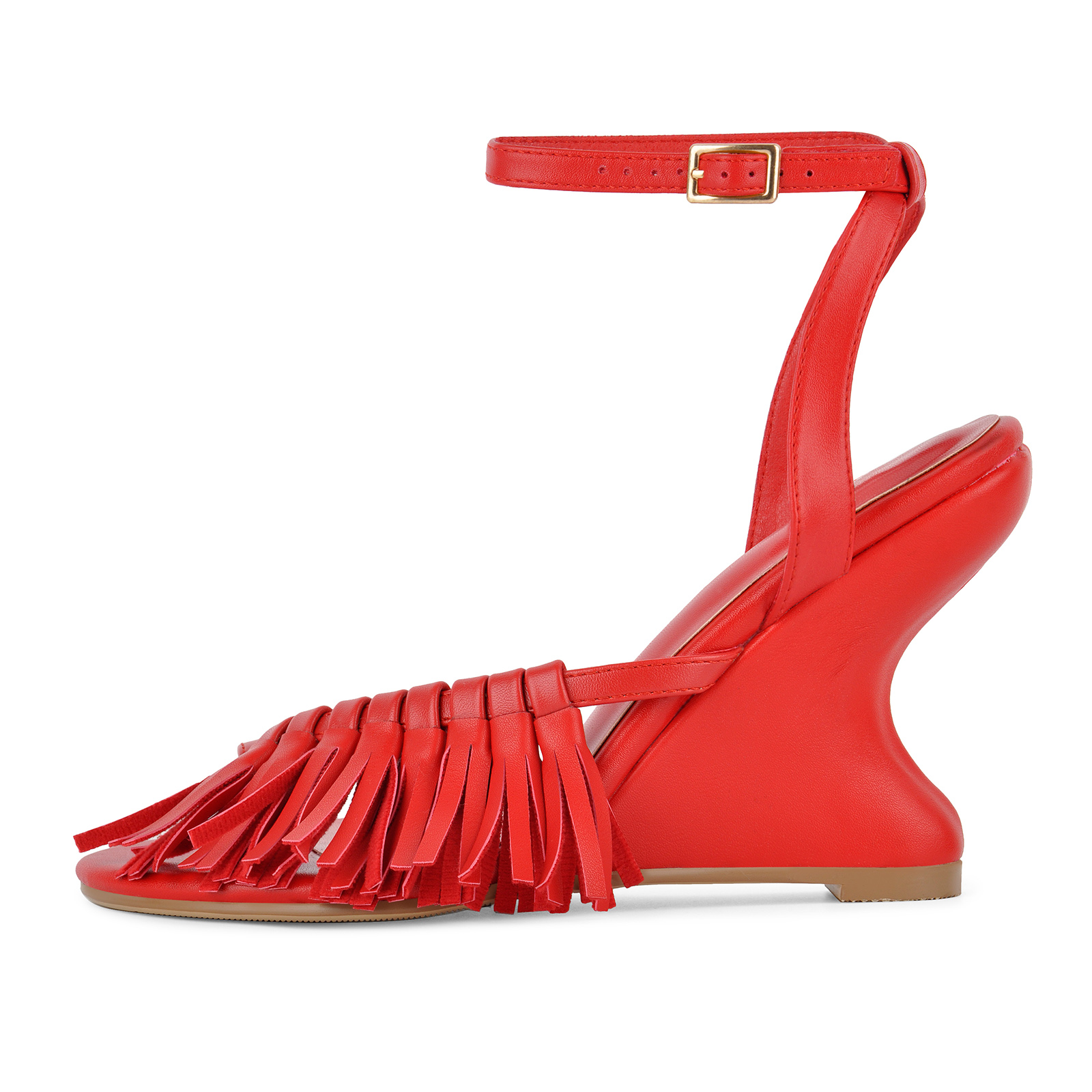 Fringe Flip-Flop Ankle Strap Wedge Heel Sandals