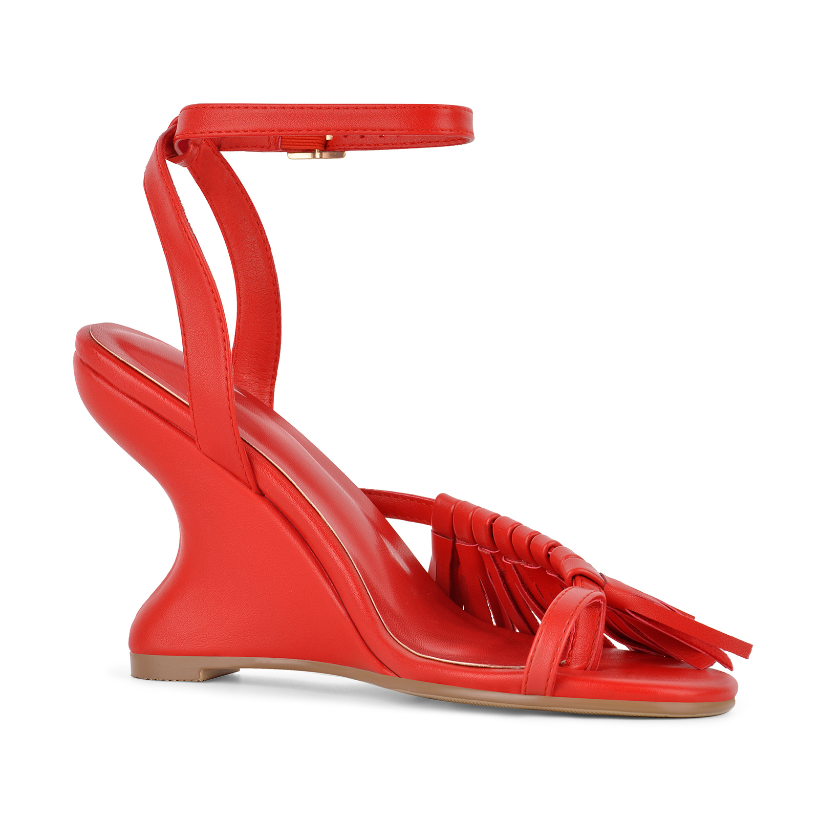 Fringe Flip-Flop Ankle Strap Wedge Heel Sandals