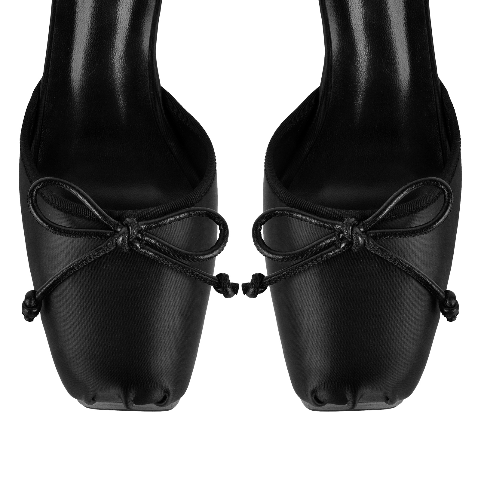 Square Toe Platform Bow Satin Lace-up Pumps