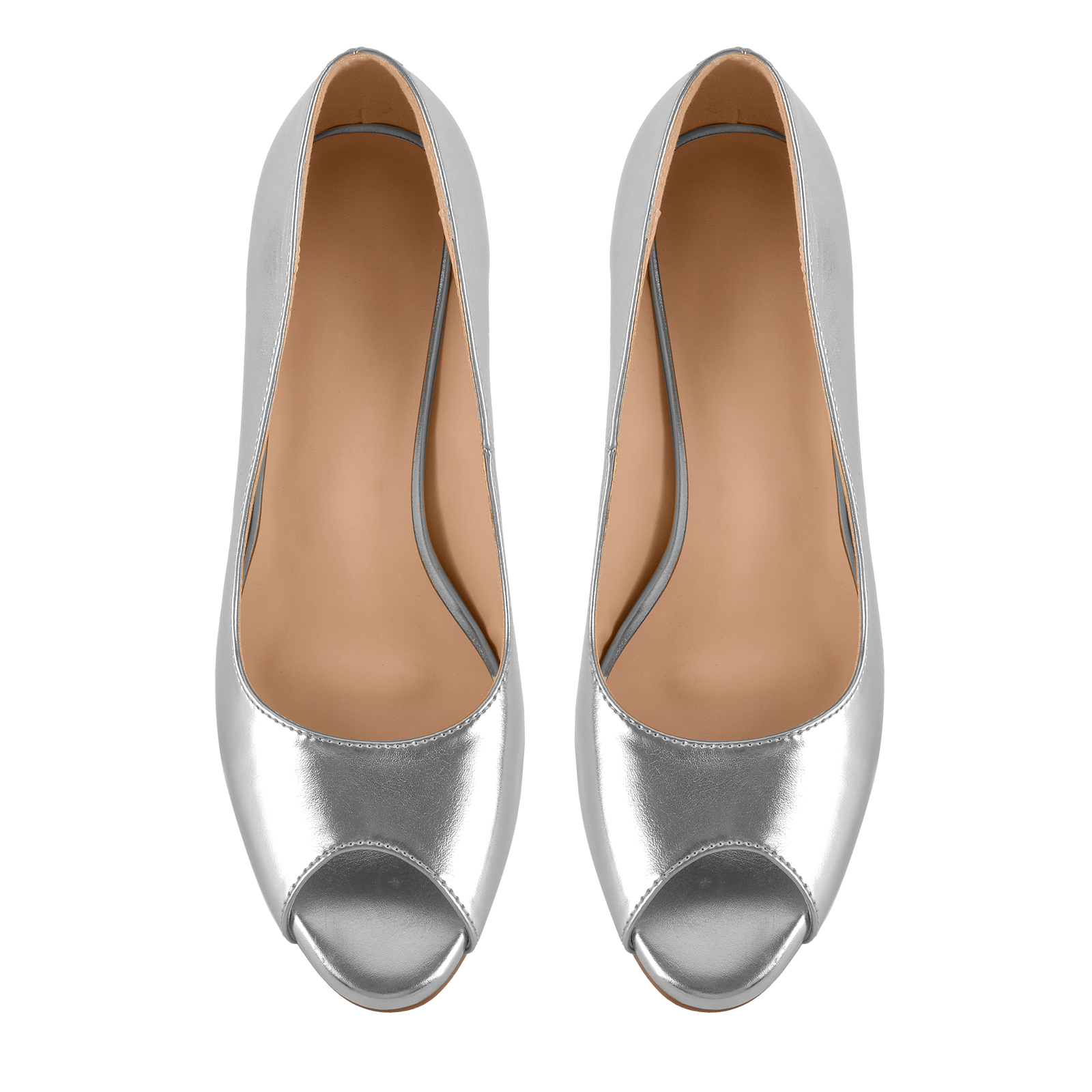 Peep Toe Low Platform Slip On Pumps