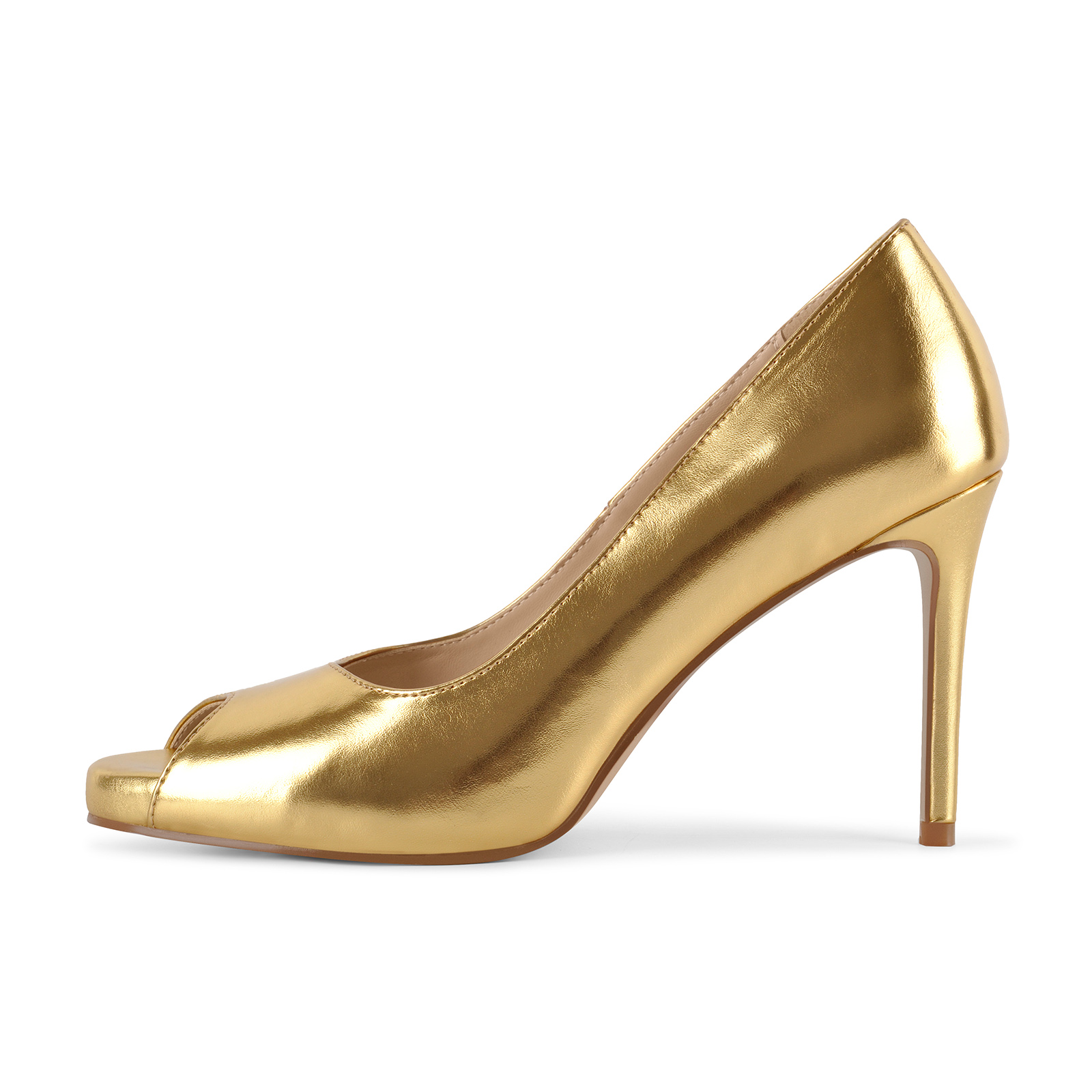 Peep Toe Low Platform Slip On Pumps