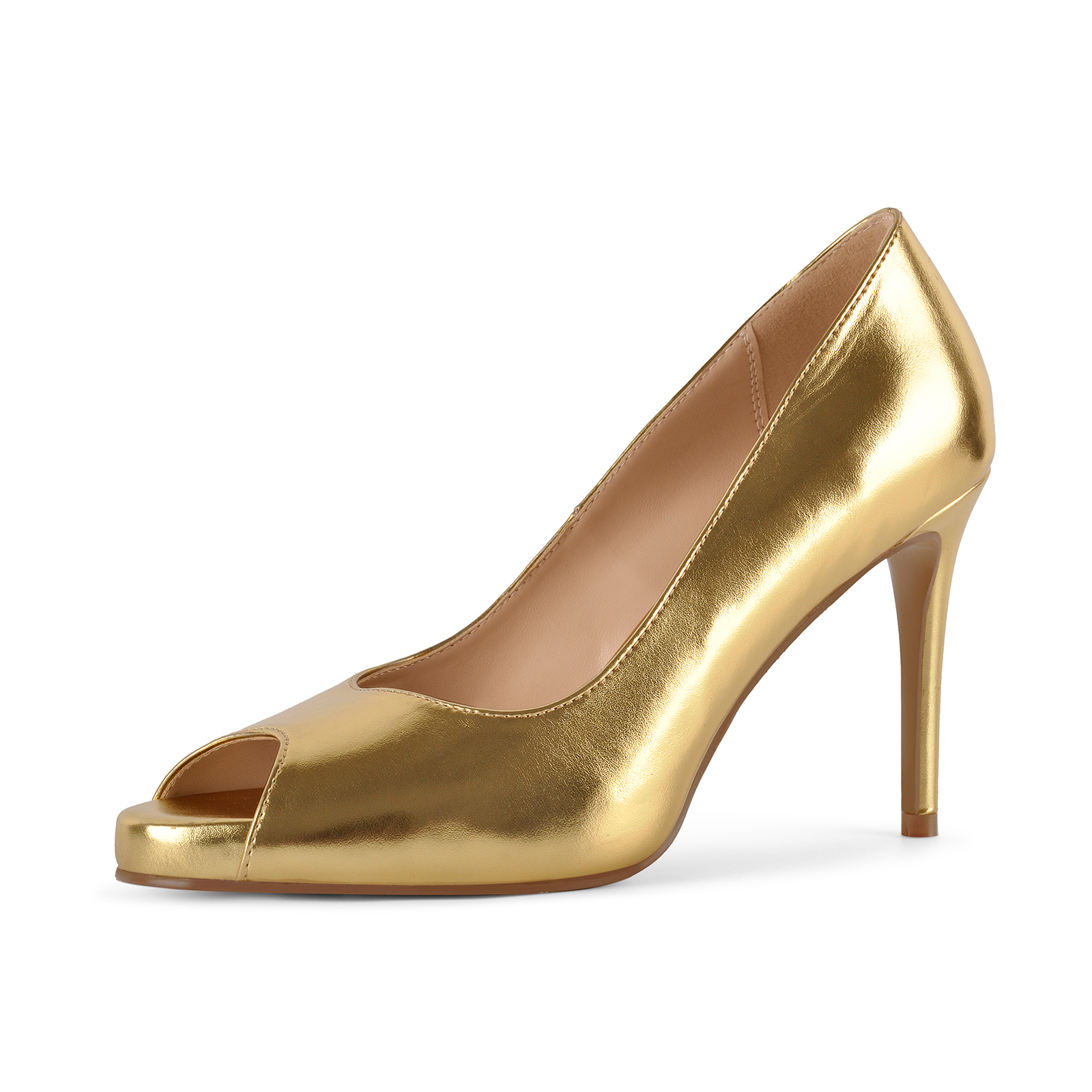 Peep Toe Low Platform Slip On Pumps
