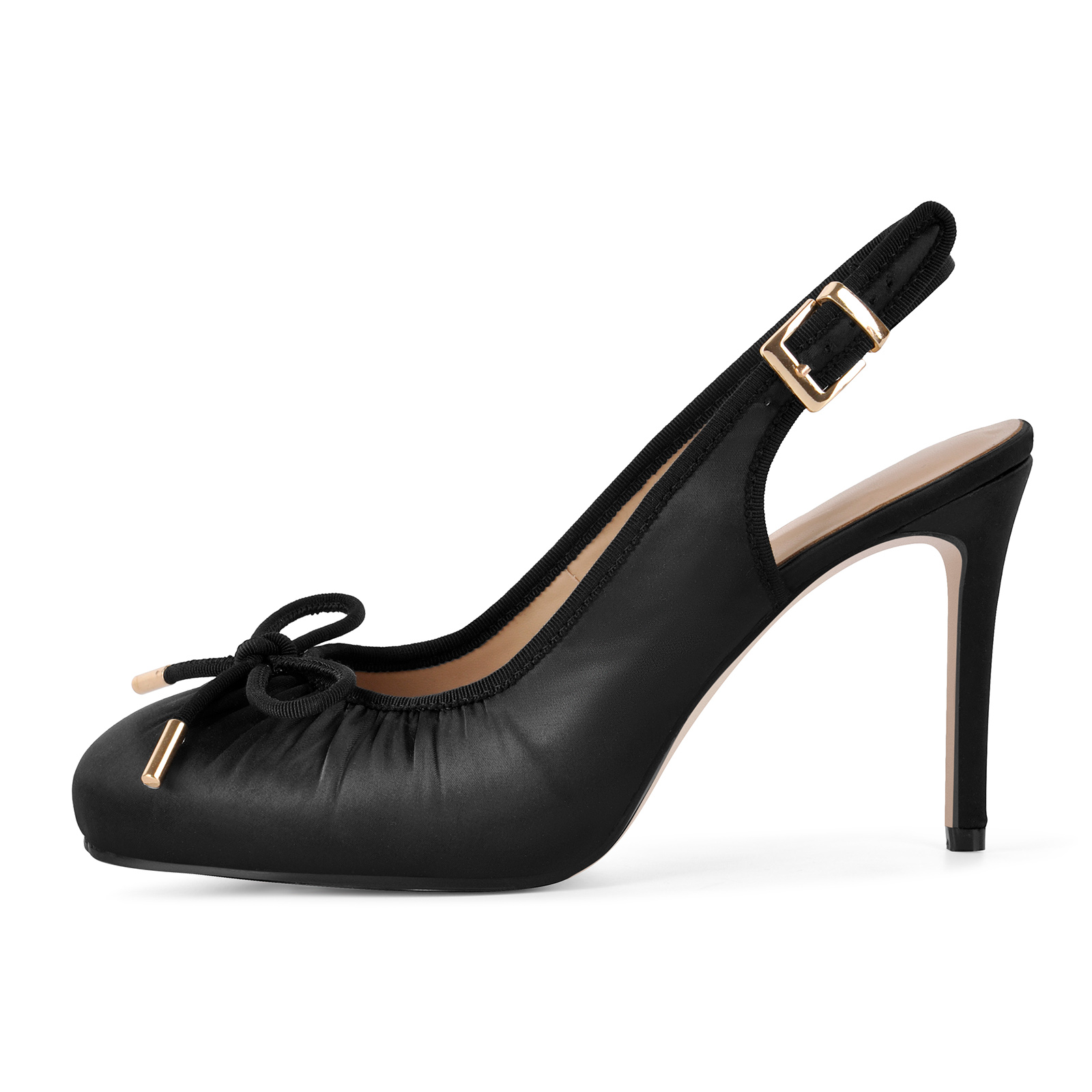 Bow Satin Low Platform Slingback Pumps