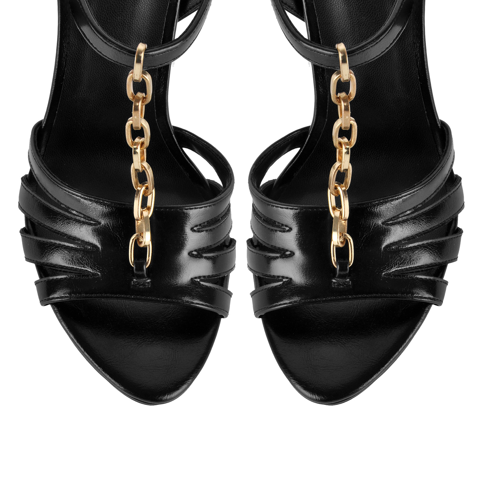 Low Platform Gold Chain T-Strap Stiletto Sandals