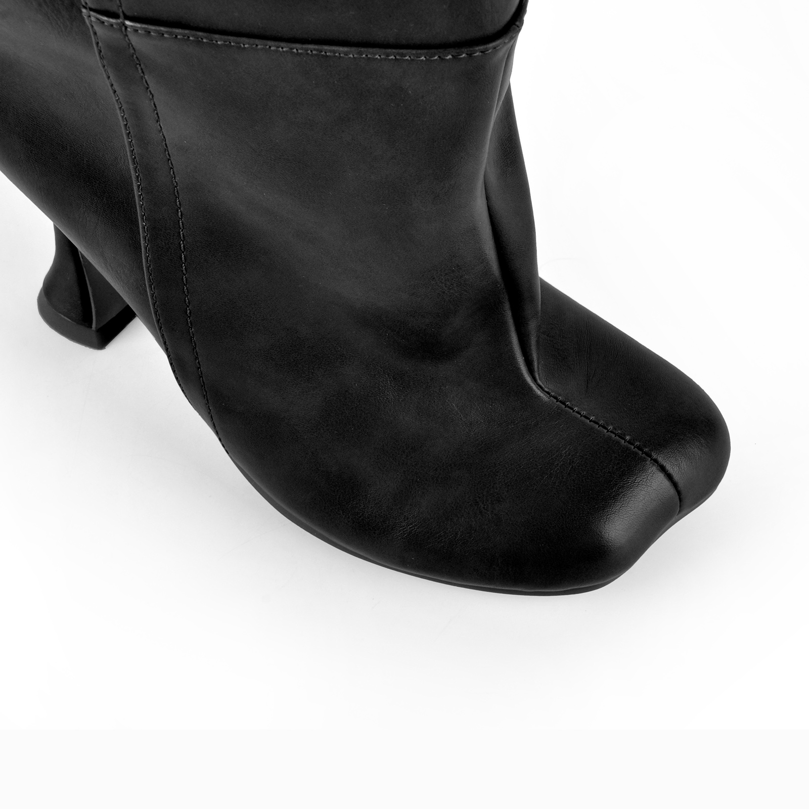 Square Toe Buckle Strap Knee High Stiletto Boots