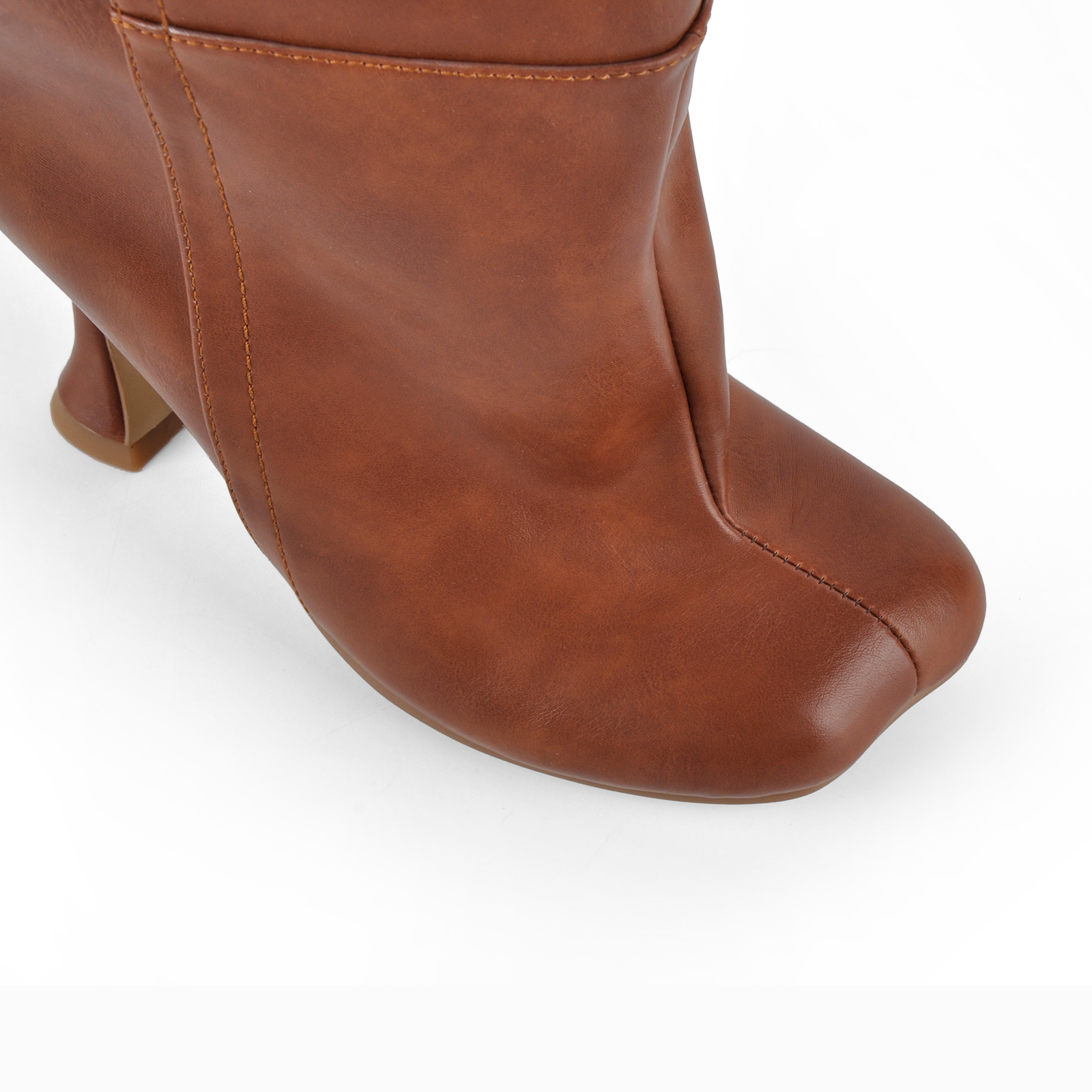 Square Toe Buckle Strap Knee High Stiletto Boots