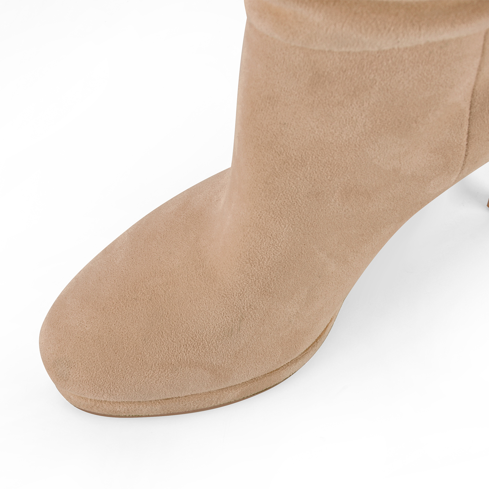 Suede Low Platform Ruched Knee High Boots