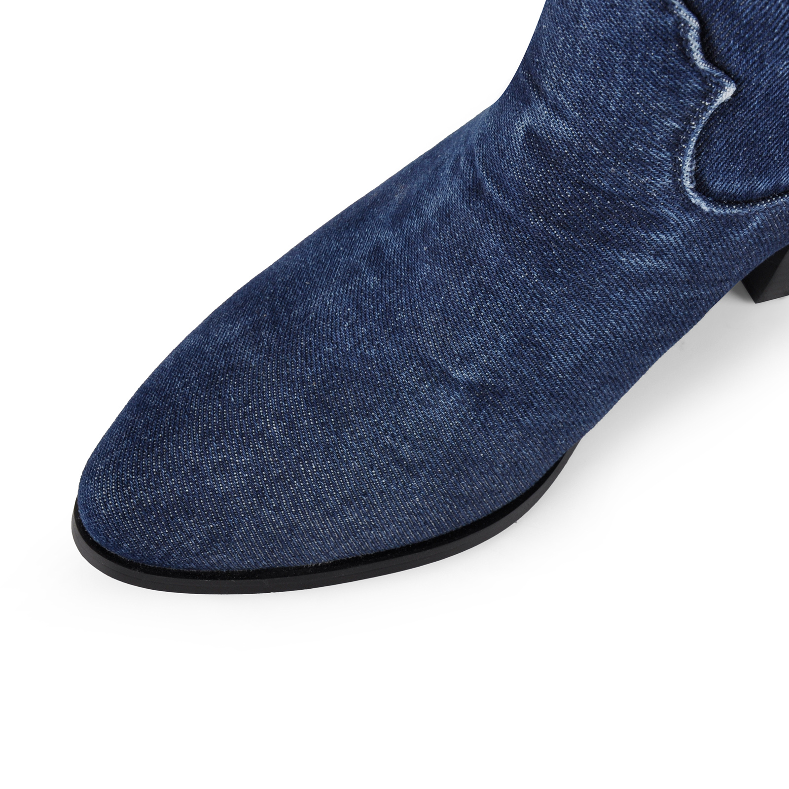 Denim Embroidery Knee High Western Boots