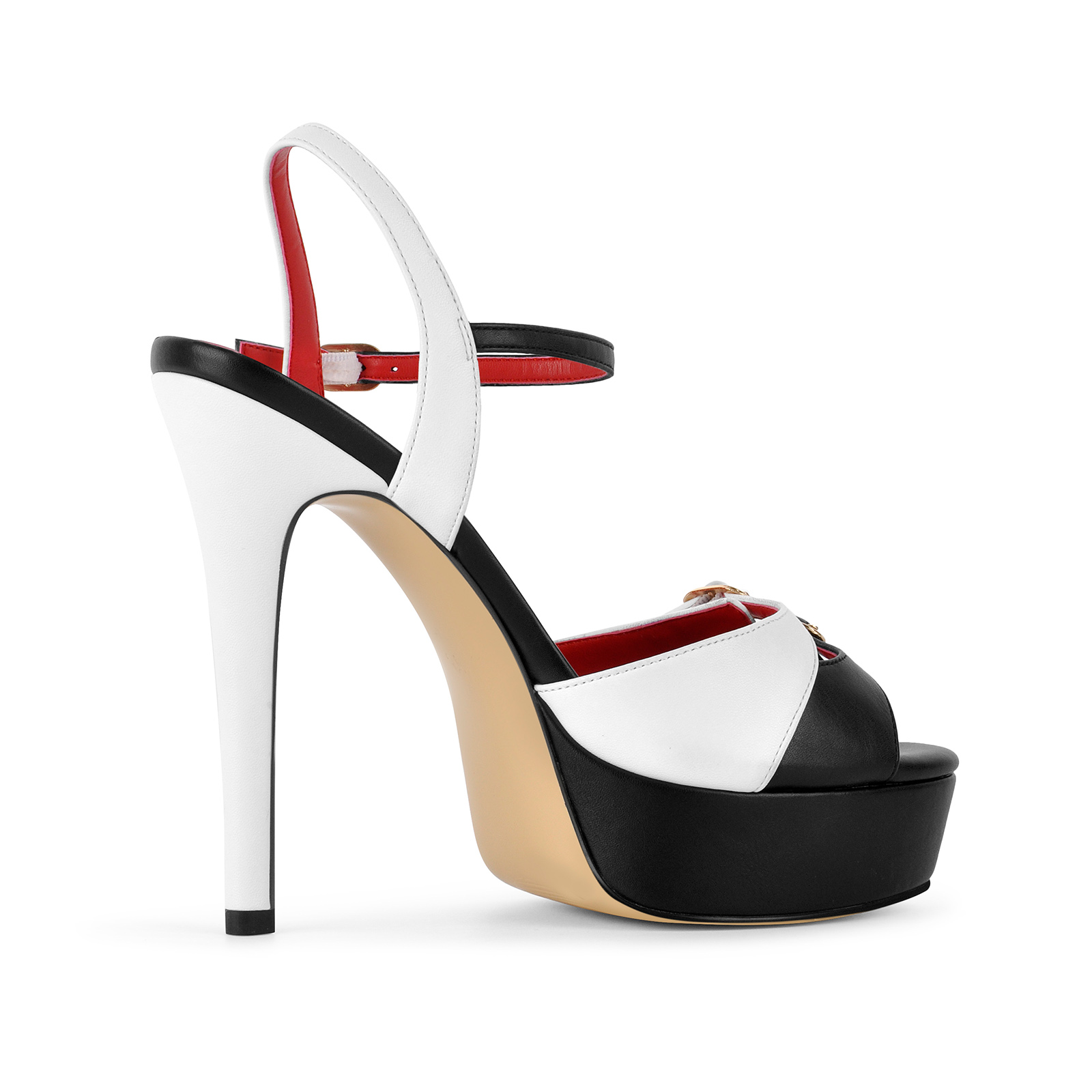 Round Toe Platform Buckle Strap Stiletto Sandals