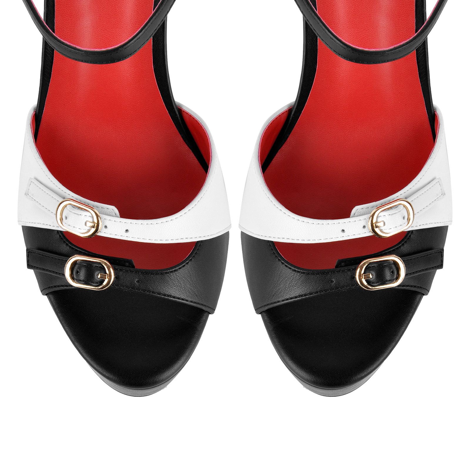 Round Toe Platform Buckle Strap Stiletto Sandals