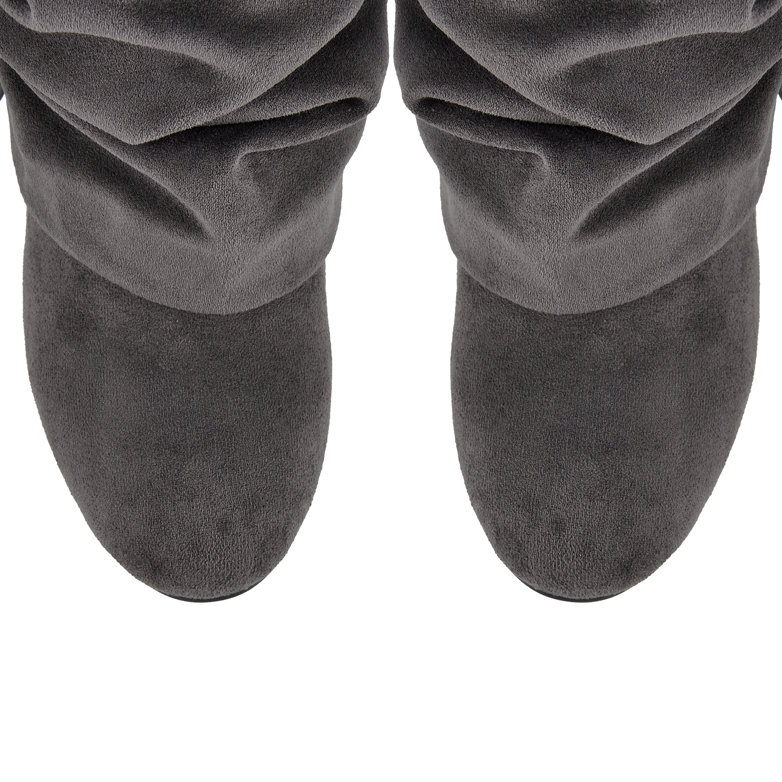 Suede Ruched Buckle Wedge Heel Mid-Calf Boots