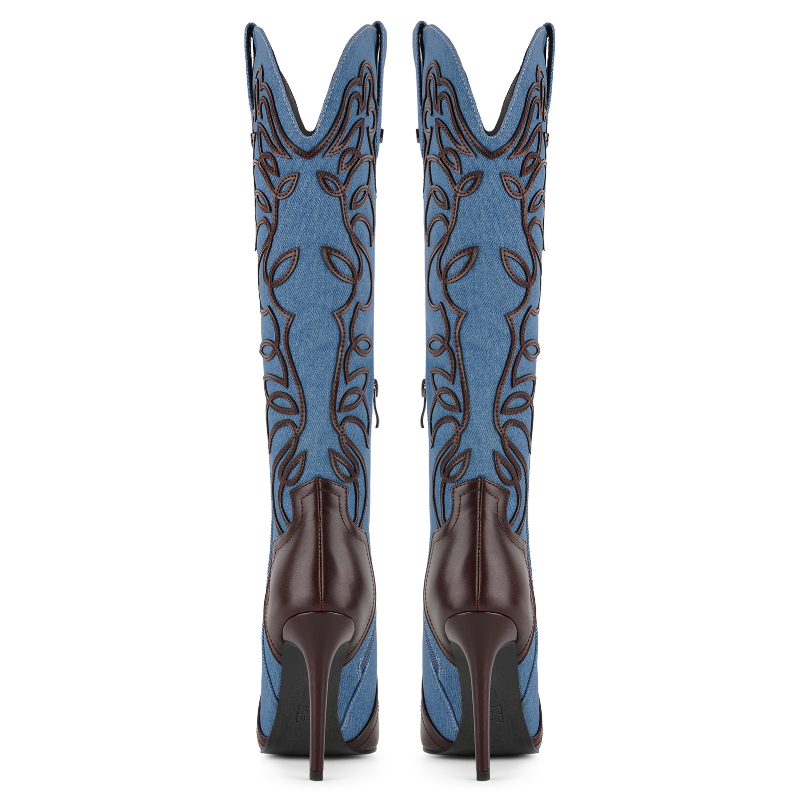 Embroidery Patchwork Western Stiletto Knee High Boots