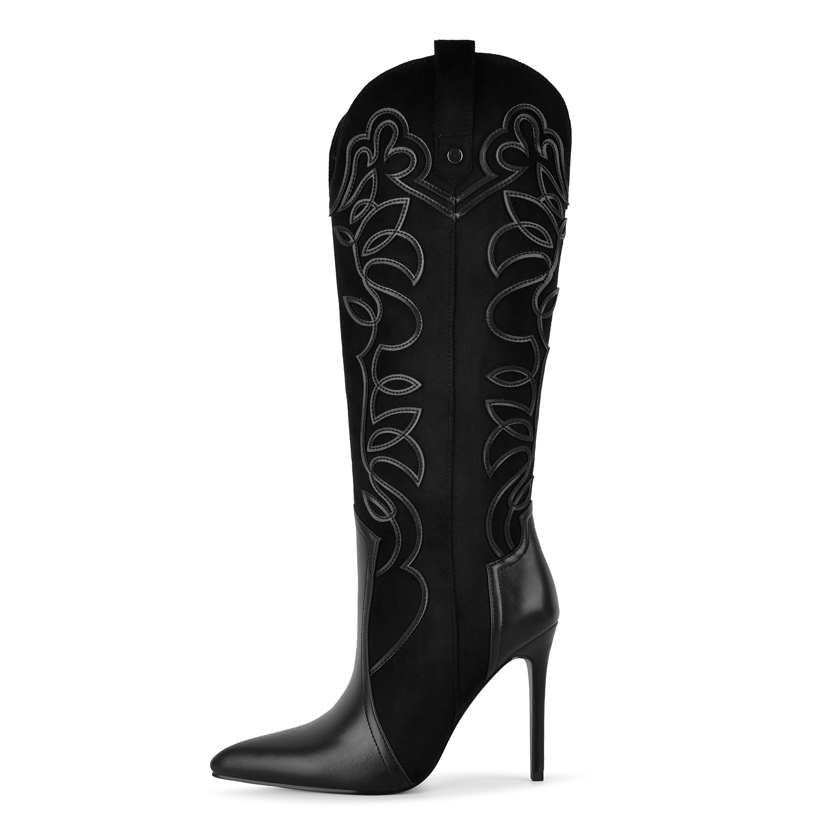 Embroidery Patchwork Western Stiletto Knee High Boots